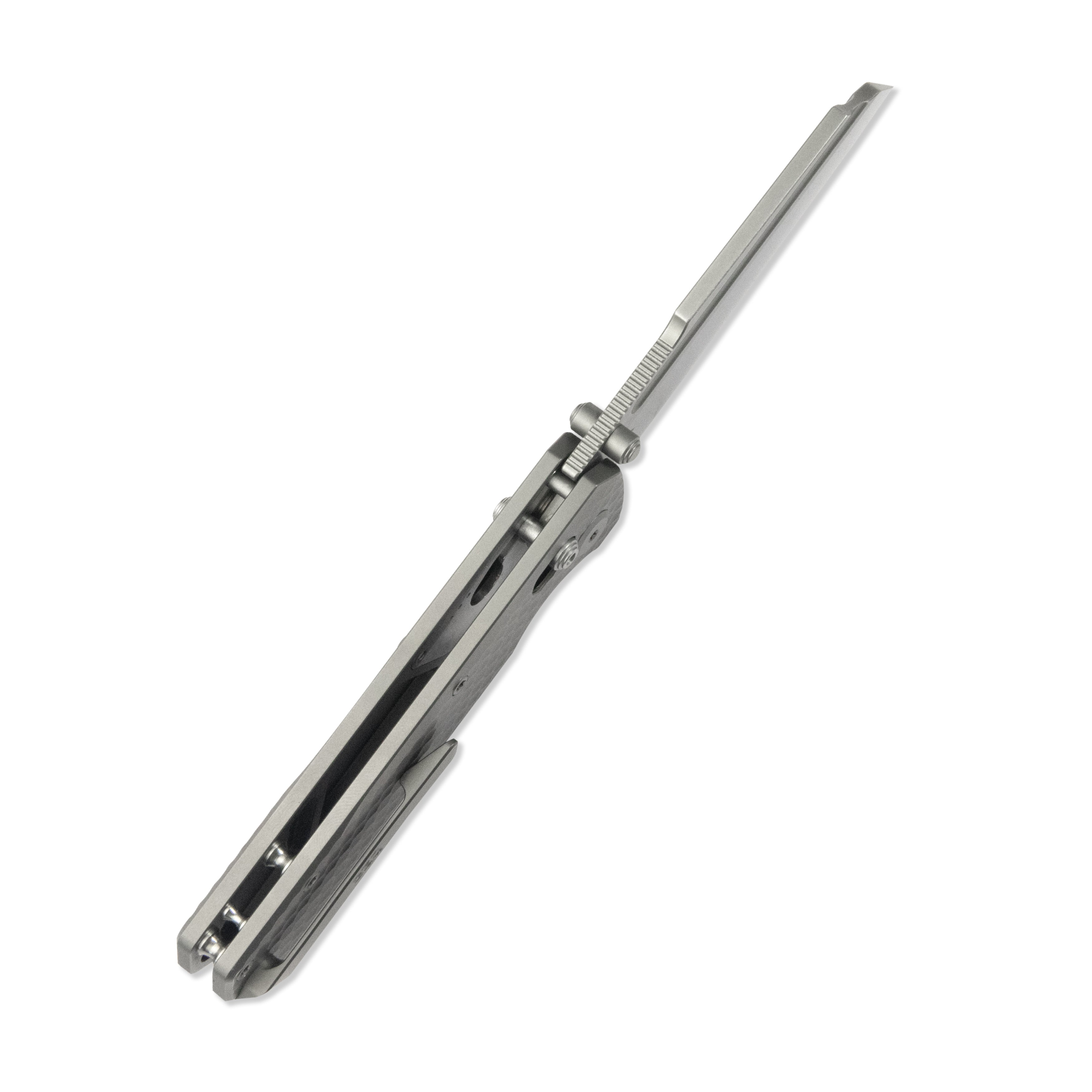 GEO Knife Noxiz Axis lock Folding Knife Gray 6AL4V Titanium Handle 3.1" Stonewash Bohler M390 Blade GEO2506A