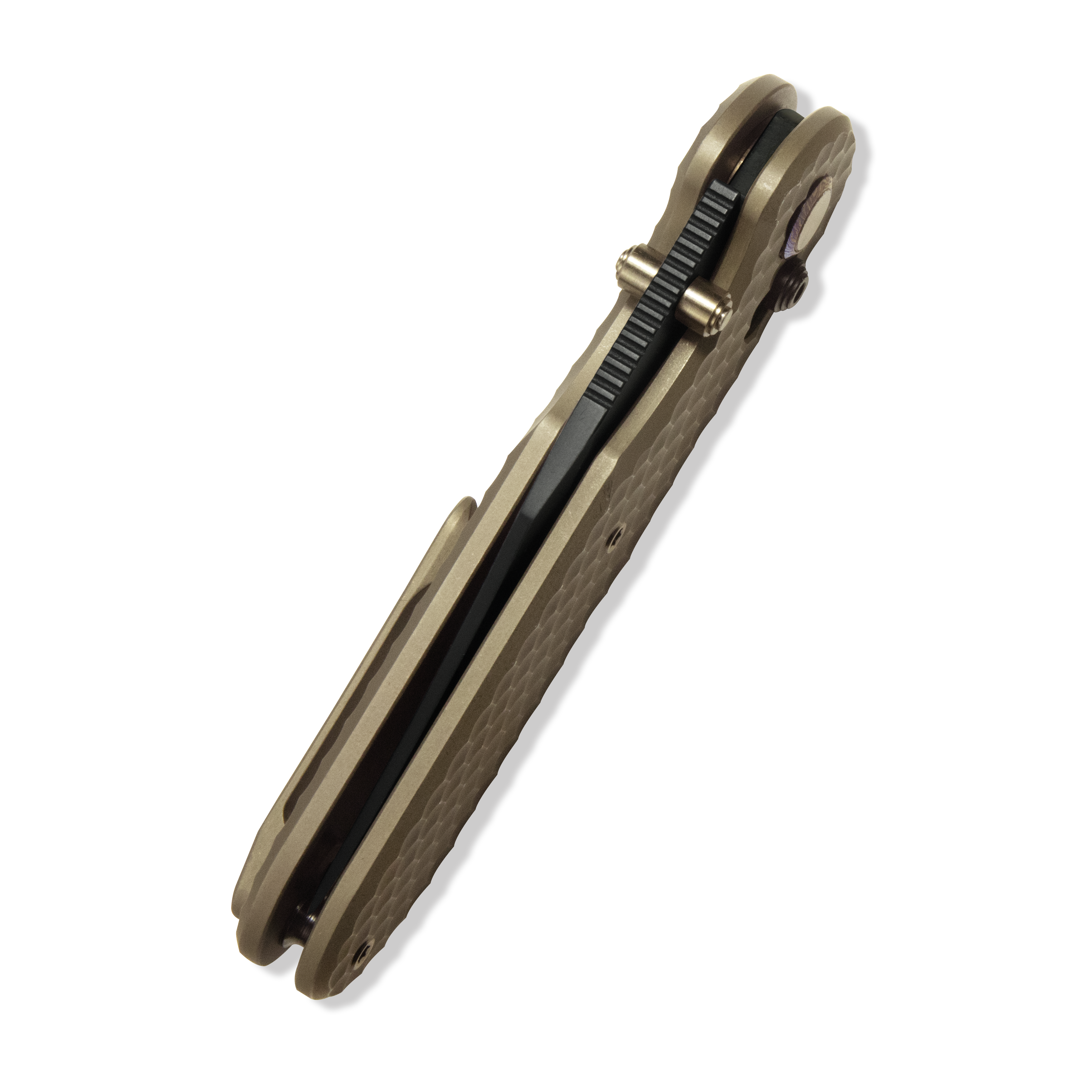 GEO Knife Ethereal Cutter Axis lock Folding Knife Bronze 6AL4V Titanium Handle 3.0" Blackwash Bohler M390 Blade GEO2401B