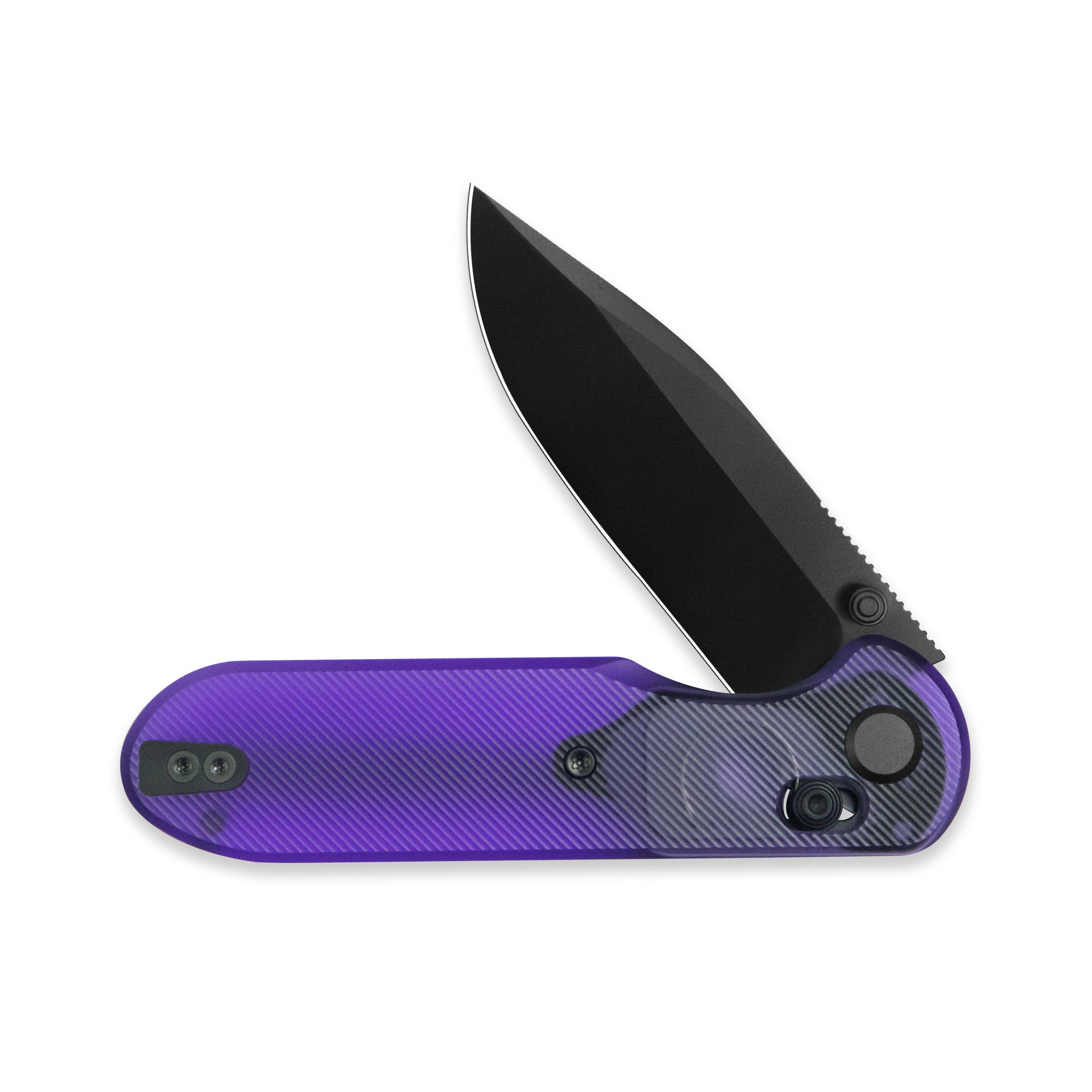 Blade HQ Exclusives SKU : GEO Knife Ethereal Cutter Crossbar lock Folding Knife Purple Acrylic Handle 3.0" Black DLC CPM S90V Blade GEO2402X
