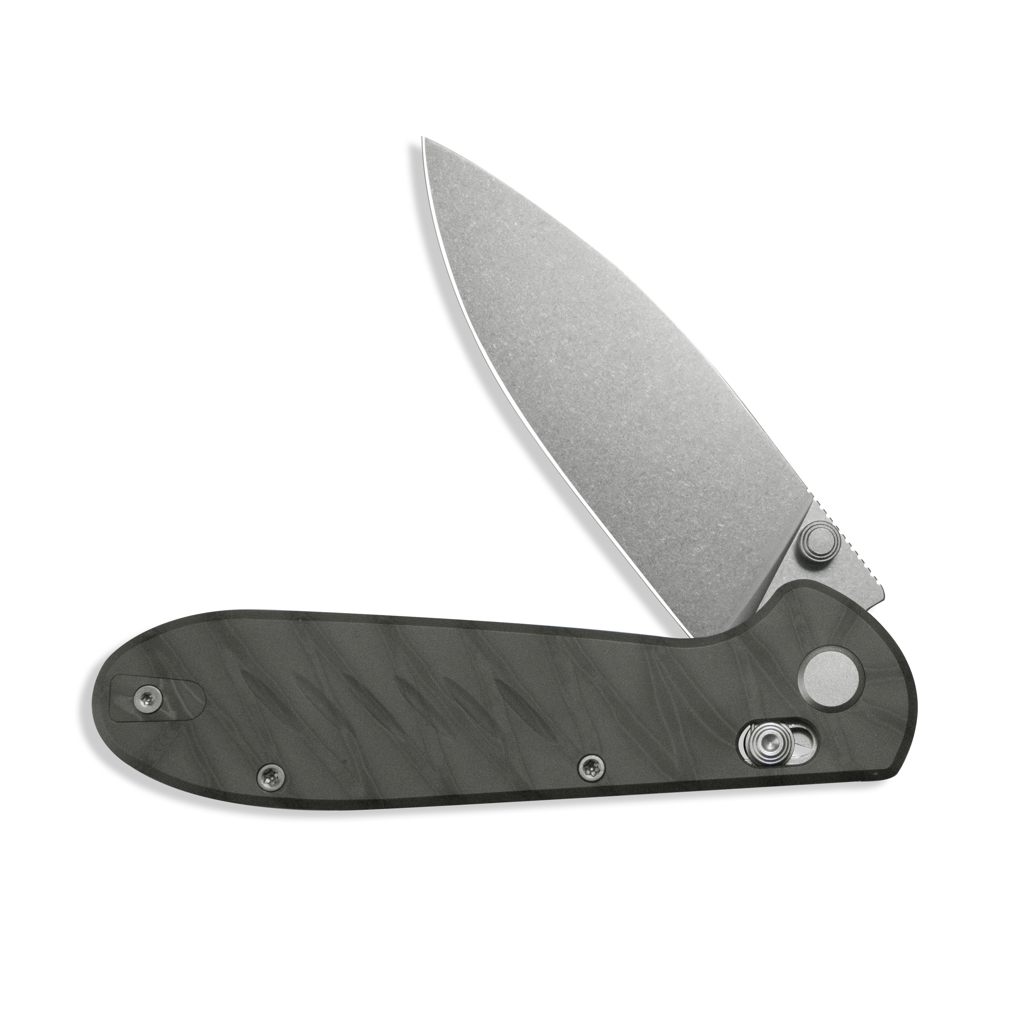 GEO Knife Frost Axis lock Folding Knife Tiger Stripe Pattern Flamed 6AL4V Titanium Handle 3.4" Stonewash Bohler M390 Blade GEO2501C