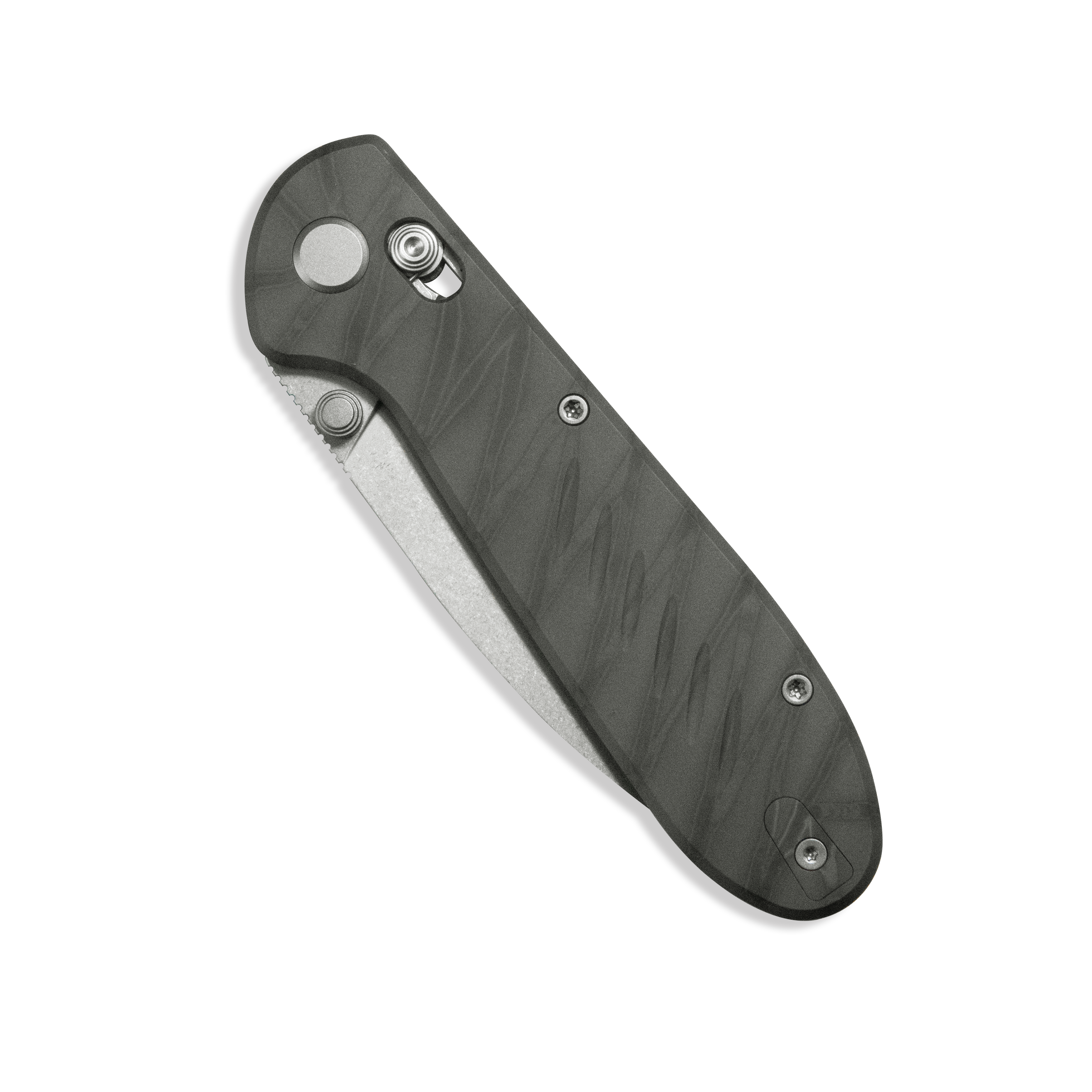 GEO Knife Frost Axis lock Folding Knife Tiger Stripe Pattern Flamed 6AL4V Titanium Handle 3.4" Stonewash Bohler M390 Blade GEO2501C