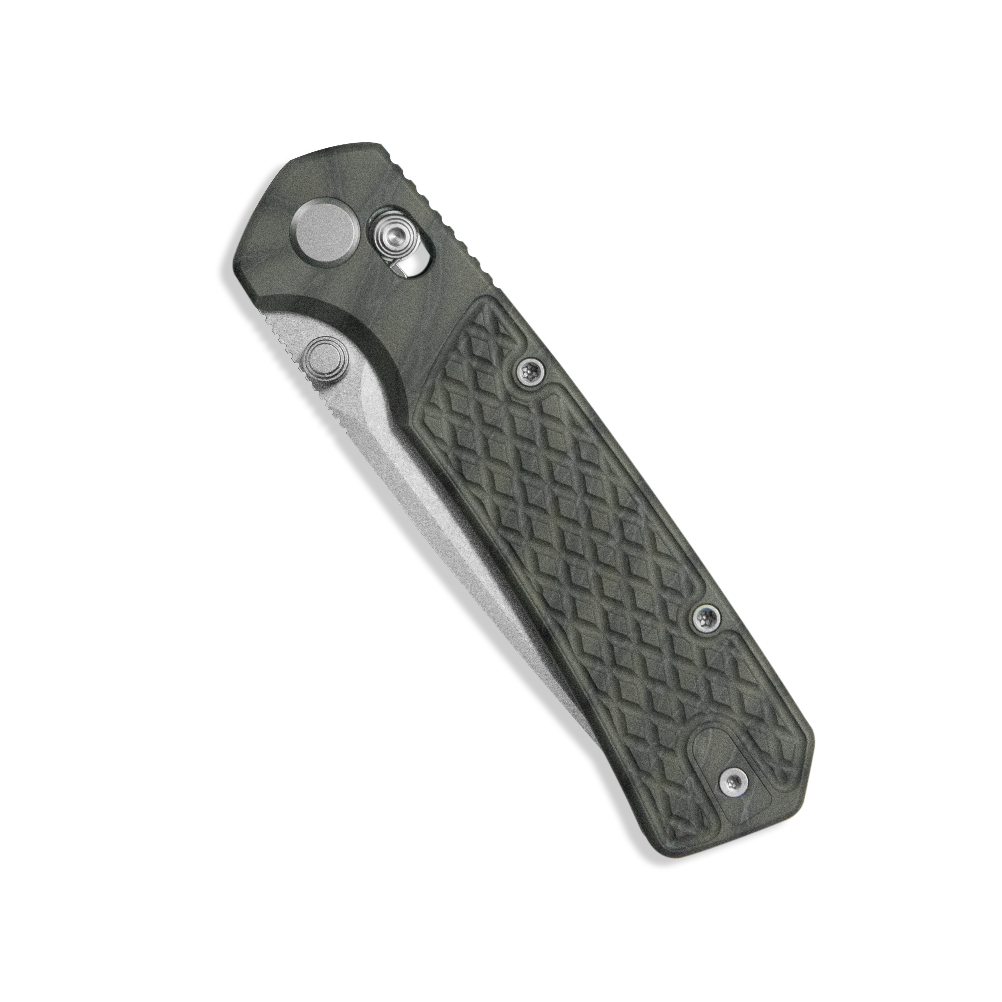 GEO Knife Blaze Axis lock Folding Knife Tiger Stripe Pattern Flamed 6AL4V Titanium Handle 3.4" Stonewash Bohler M390 Blade GEO2502C