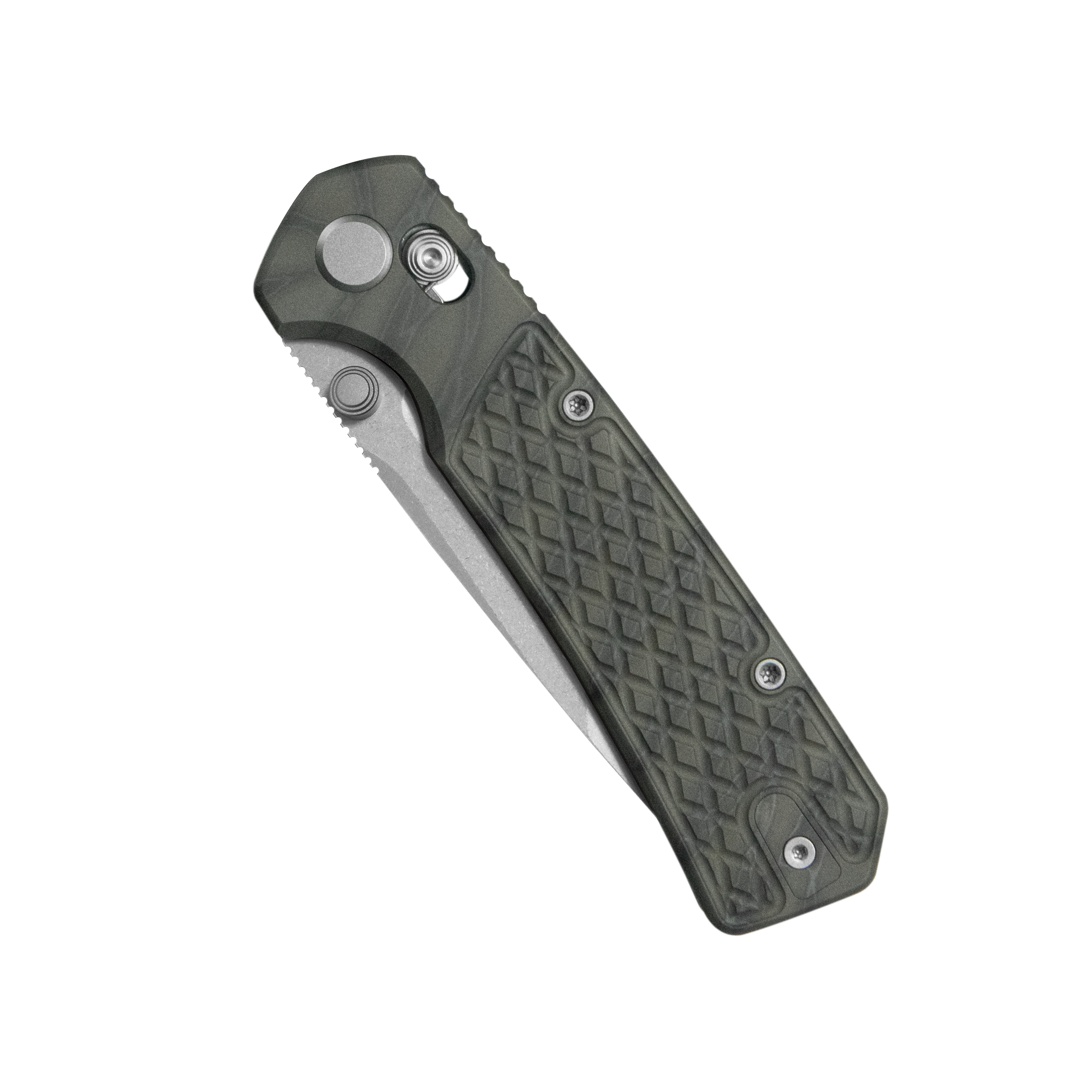 GEO Knife Blaze Axis lock Folding Knife Tiger Stripe Pattern Flamed 6AL4V Titanium Handle 3.4" Stonewash Bohler M390 Blade GEO2503C