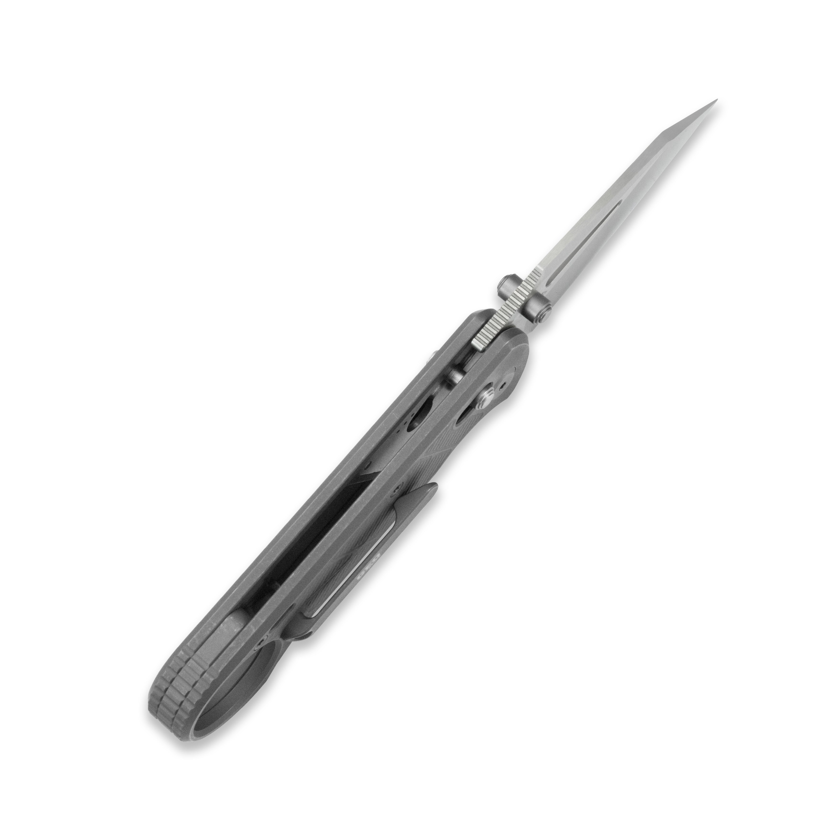 GEO Knife Aska Crossbar lock Folding Knife Dark 6AL4V Titanium Handle 2.8" Hand-Rubbed Satin Stonewash Bohler M390 Blade GEO2511B