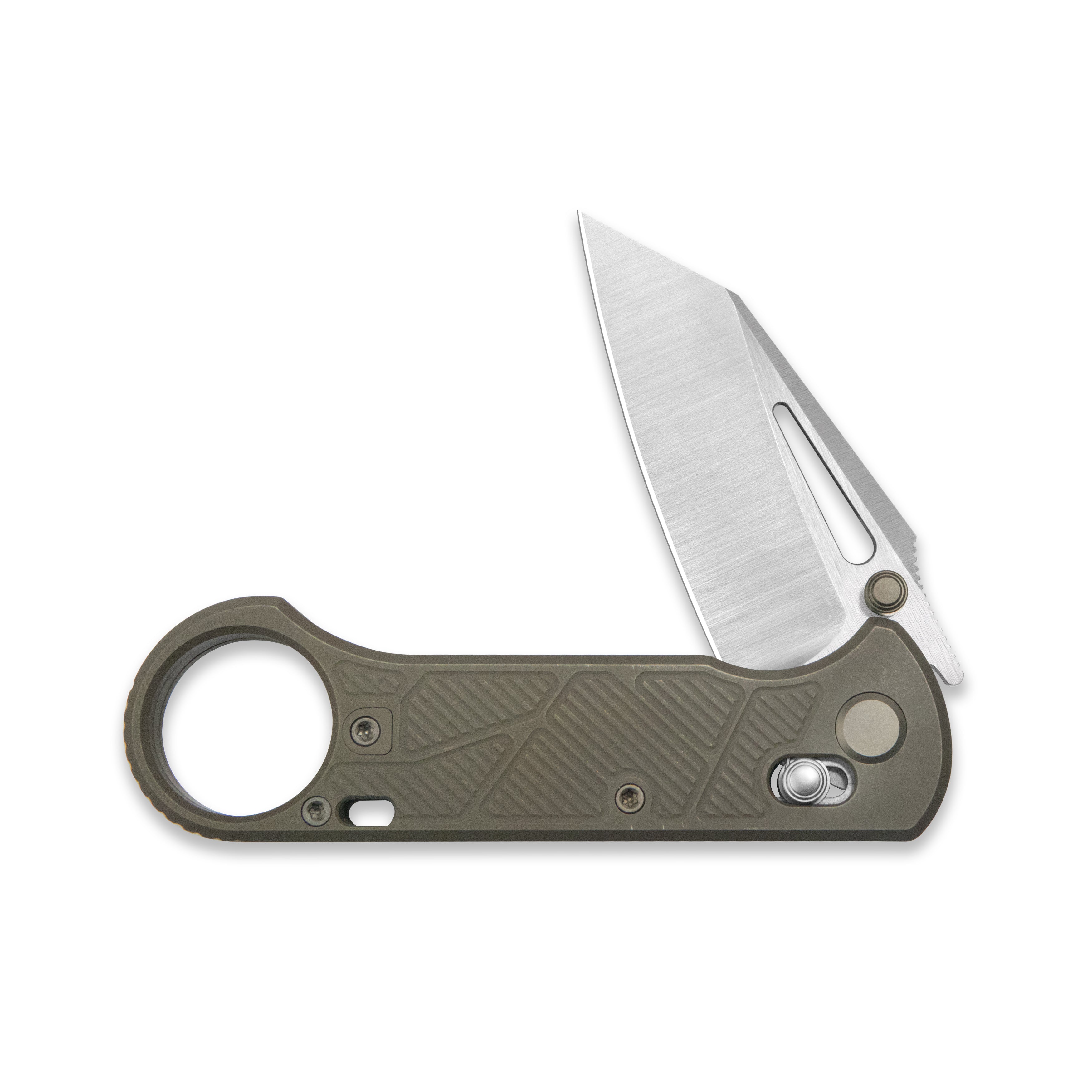 GEO Knife Aska Crossbar lock Folding Knife Bronze 6AL4V Titanium Handle 2.8" Hand-Rubbed Satin Stonewash Bohler M390 Blade GEO2511C