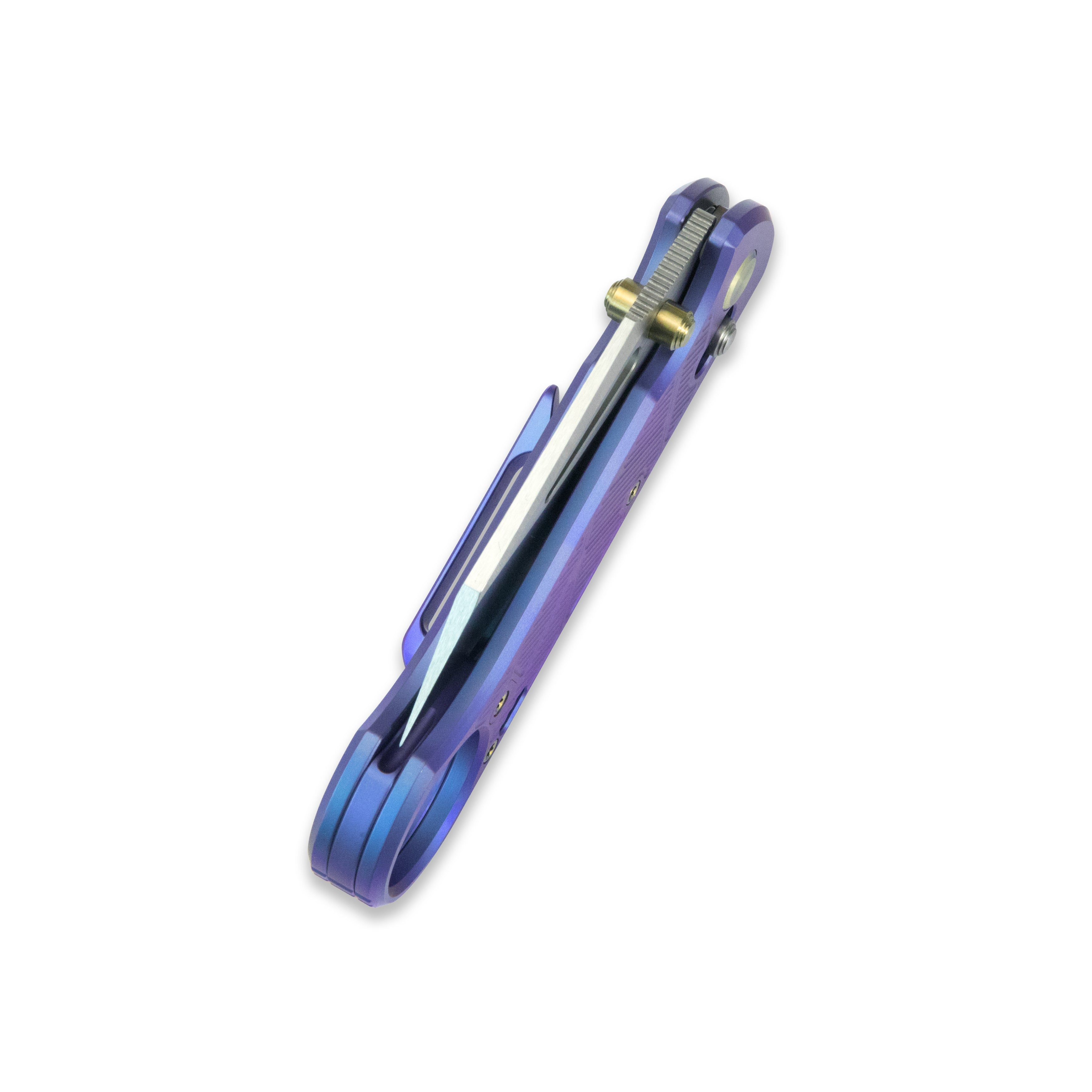 GEO Knife Aska Crossbar lock Folding Knife Purple 6AL4V Titanium Handle 2.8" Hand-Rubbed Satin Stonewash Bohler M390 Blade GEO2511D