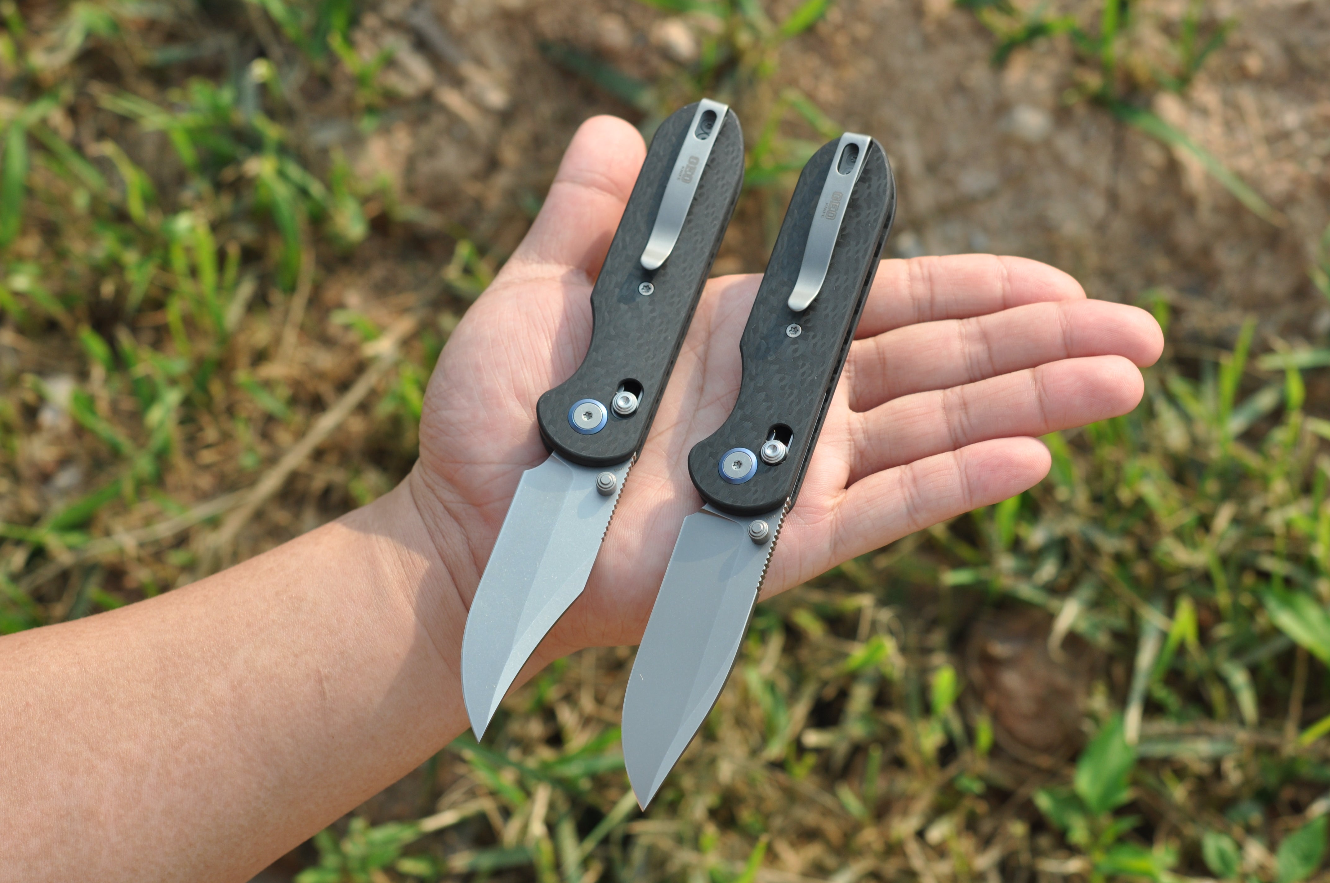 New Arrivals:Geo knife Ethereal Cutter Axis lock Folding Knife Black Carbon fiber Handle 3.03" Stonewash Bohler M390 Blade GEO24021K&2K