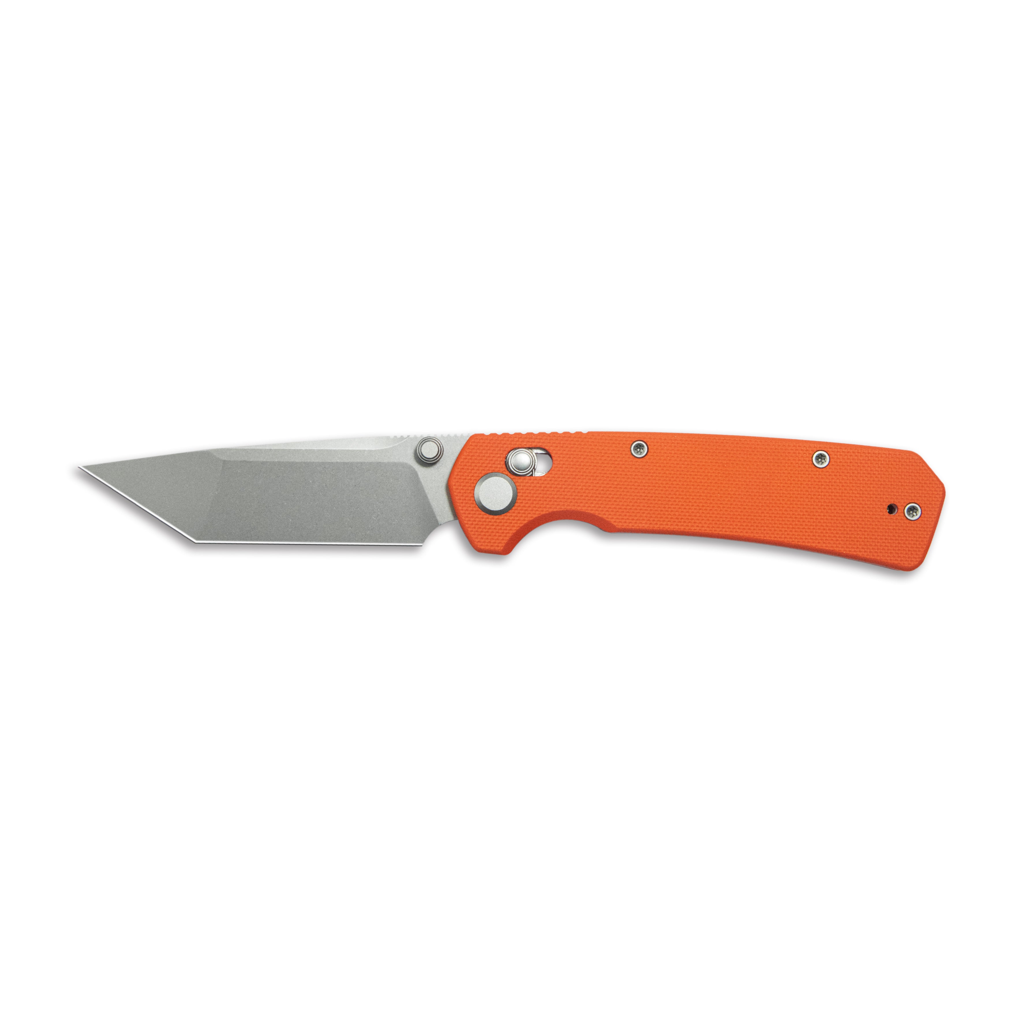 GEO Knife Blaze Crossbar lock Folding Knife Orange G10 Handle 3.3" Stonewash Bohler M390 Blade GEO2503G