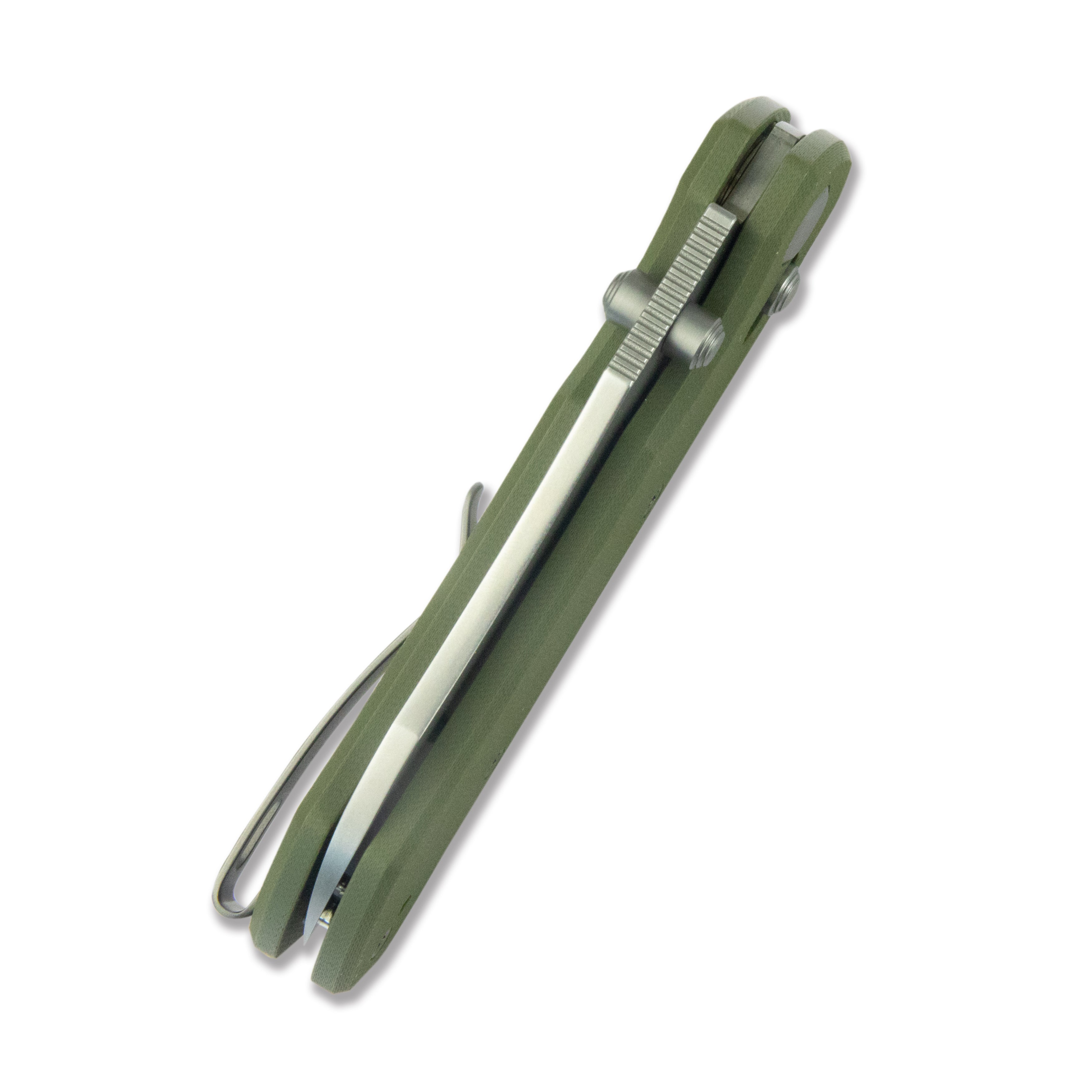 GEO Knife Komodo Crossbar lock Folding Knife Green G10 Handle 3.1" Stonewash Bohler M390 Blade GEO2509I