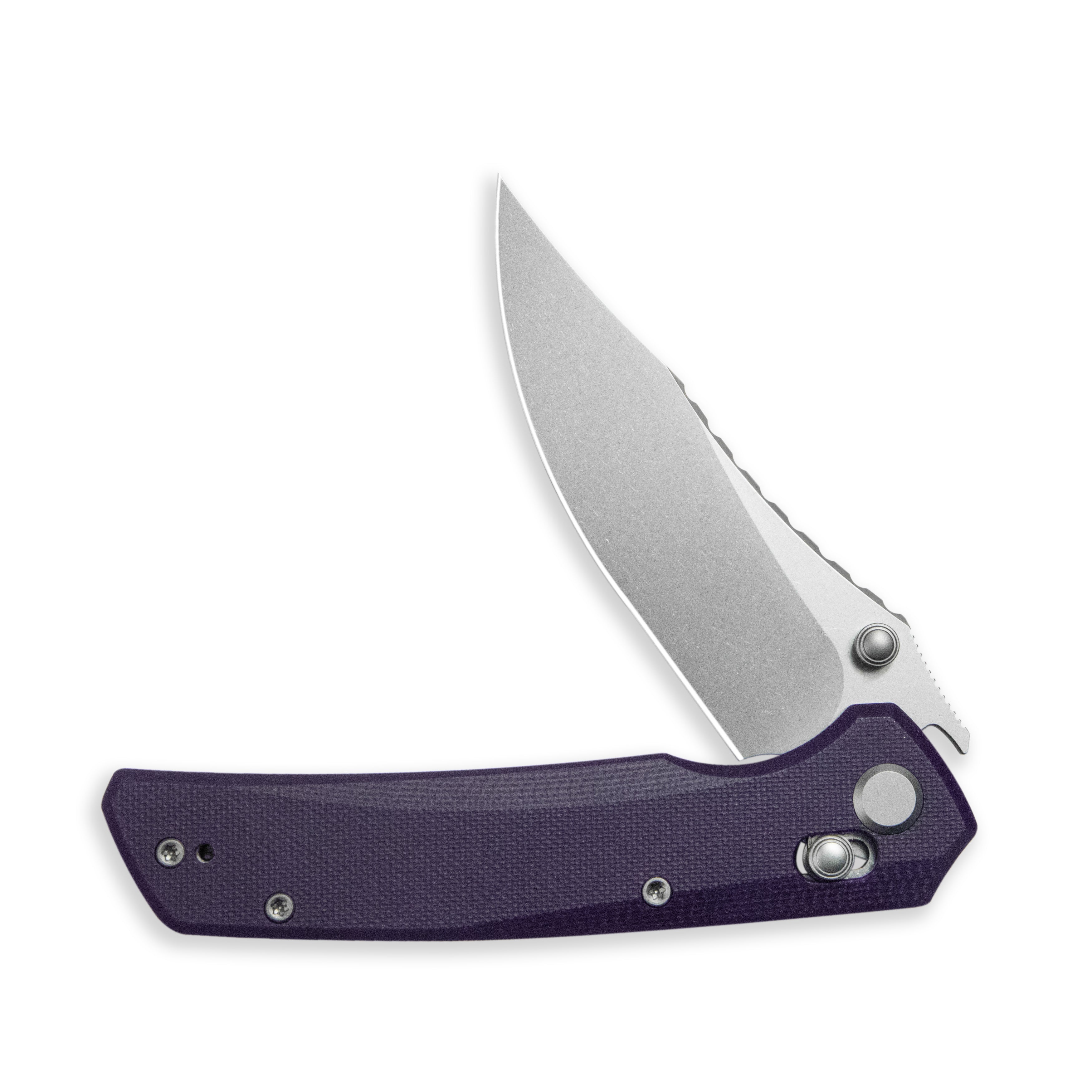 GEO Knife Cirex Crossbar lock Folding Knife Purple G10 Handle 3.5" Stonewash Bohler M390 Blade GEO2601C