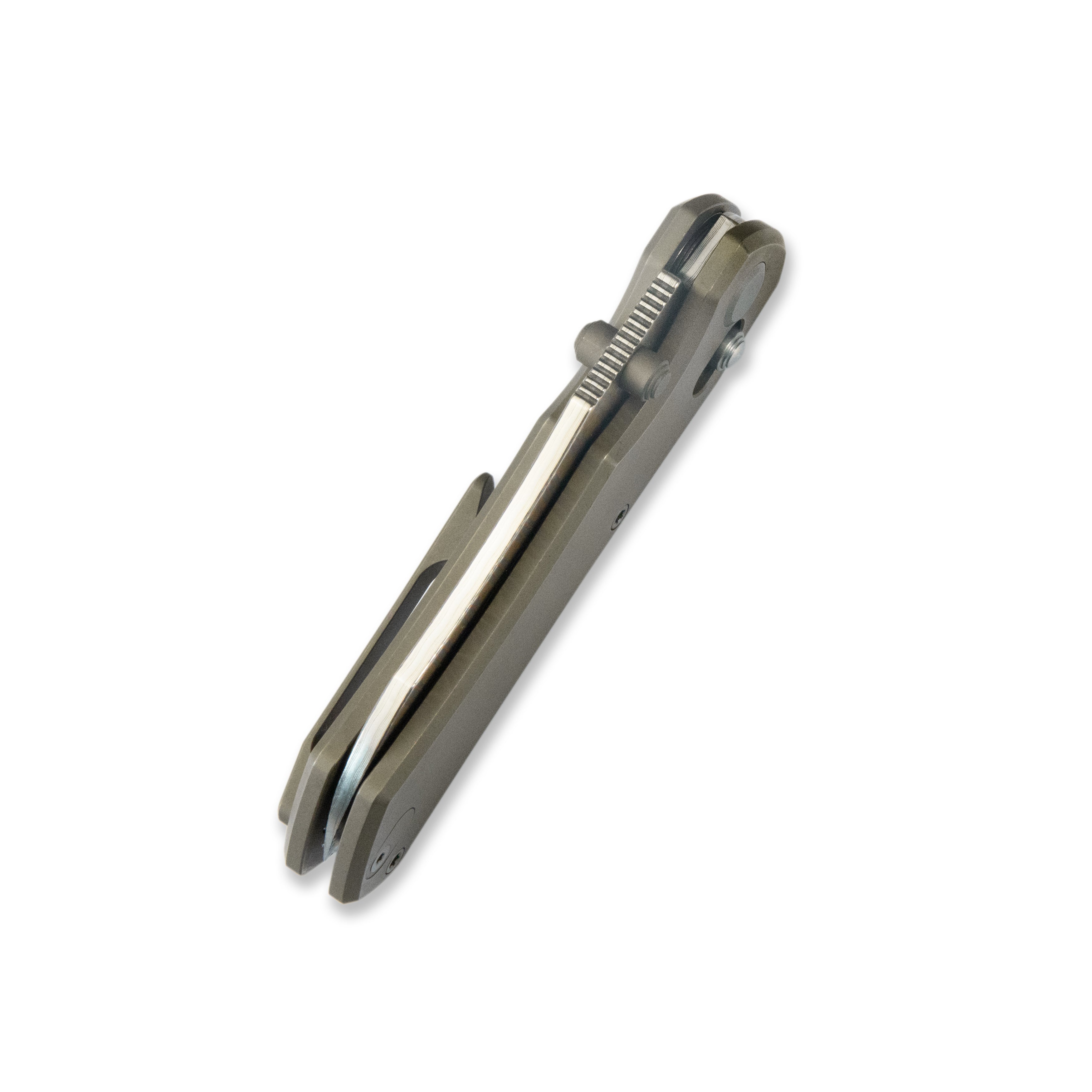 GEO Knife Komodo Axis lock Folding Knife Bronze 6AL4V Titanium Handle 3.1" Damascus Steel & Copper Blade（10Cr15CoMoV) GEO2509D