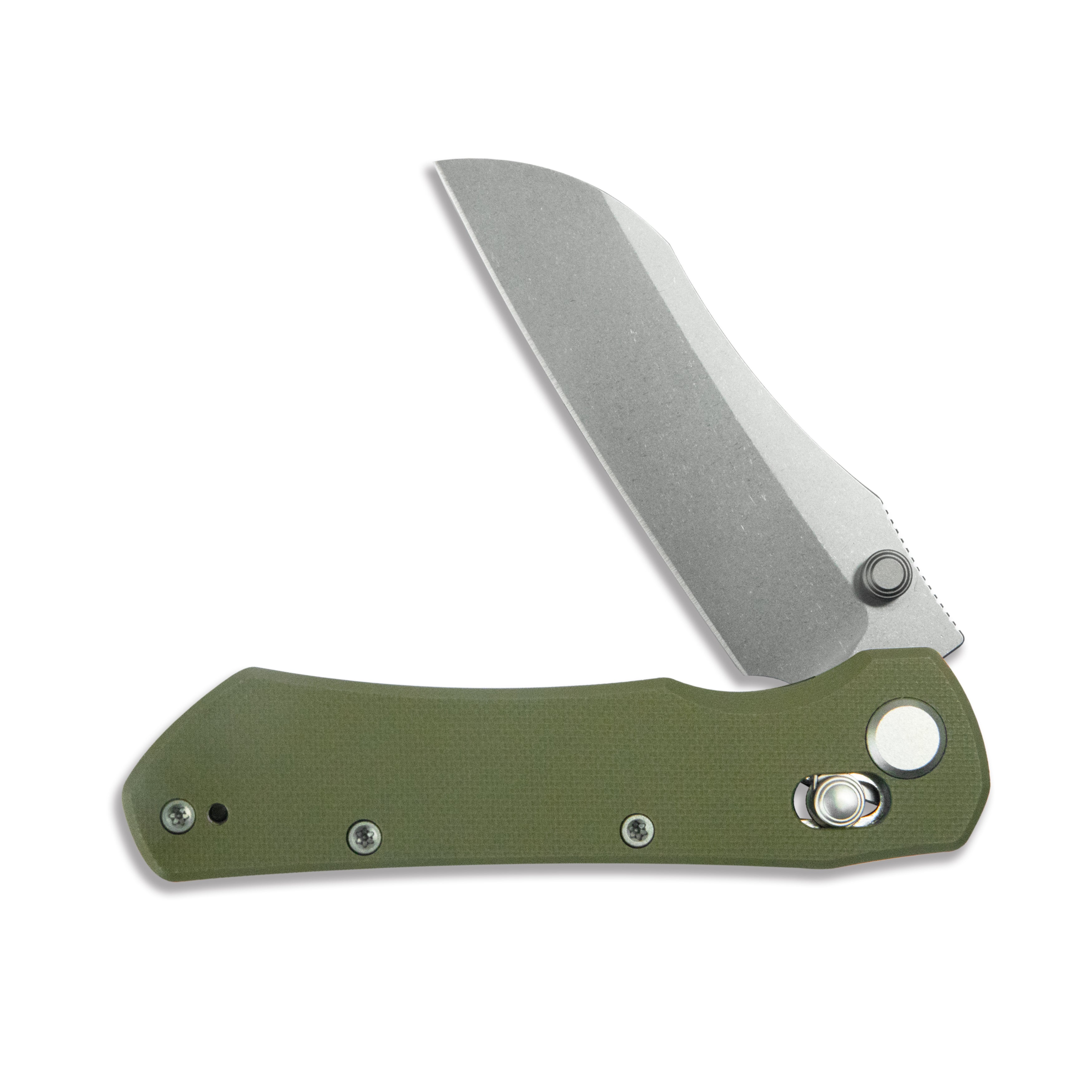 GEO Knife Komodo Crossbar lock Folding Knife Green G10 Handle 3.1" Stonewash Bohler M390 Blade GEO2509I
