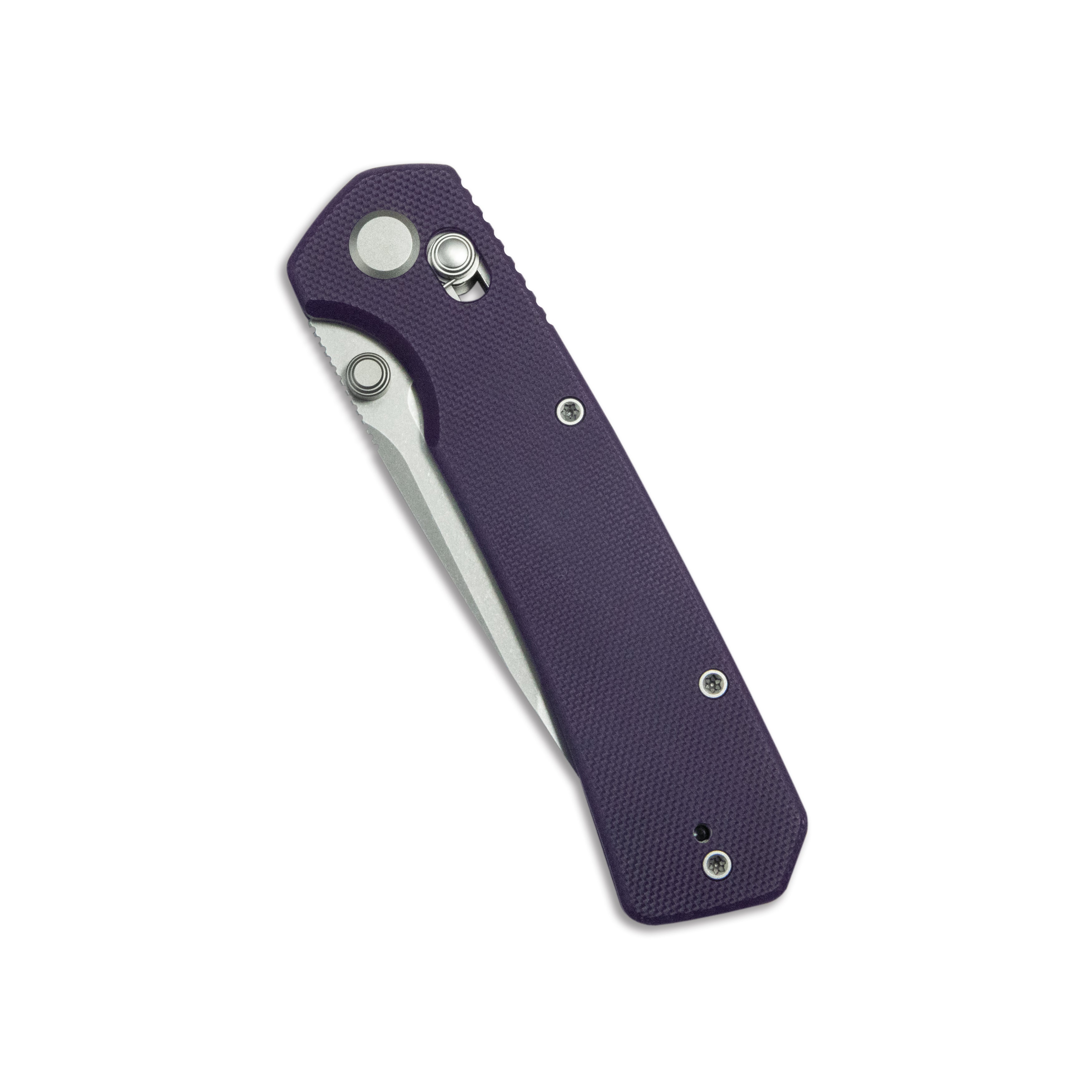 ( Pre-order ) GEO Knife Blaze Crossbar lock Folding Knife Purple G10 Handle 3.3" Stonewash Bohler M390 Blade GEO2503F