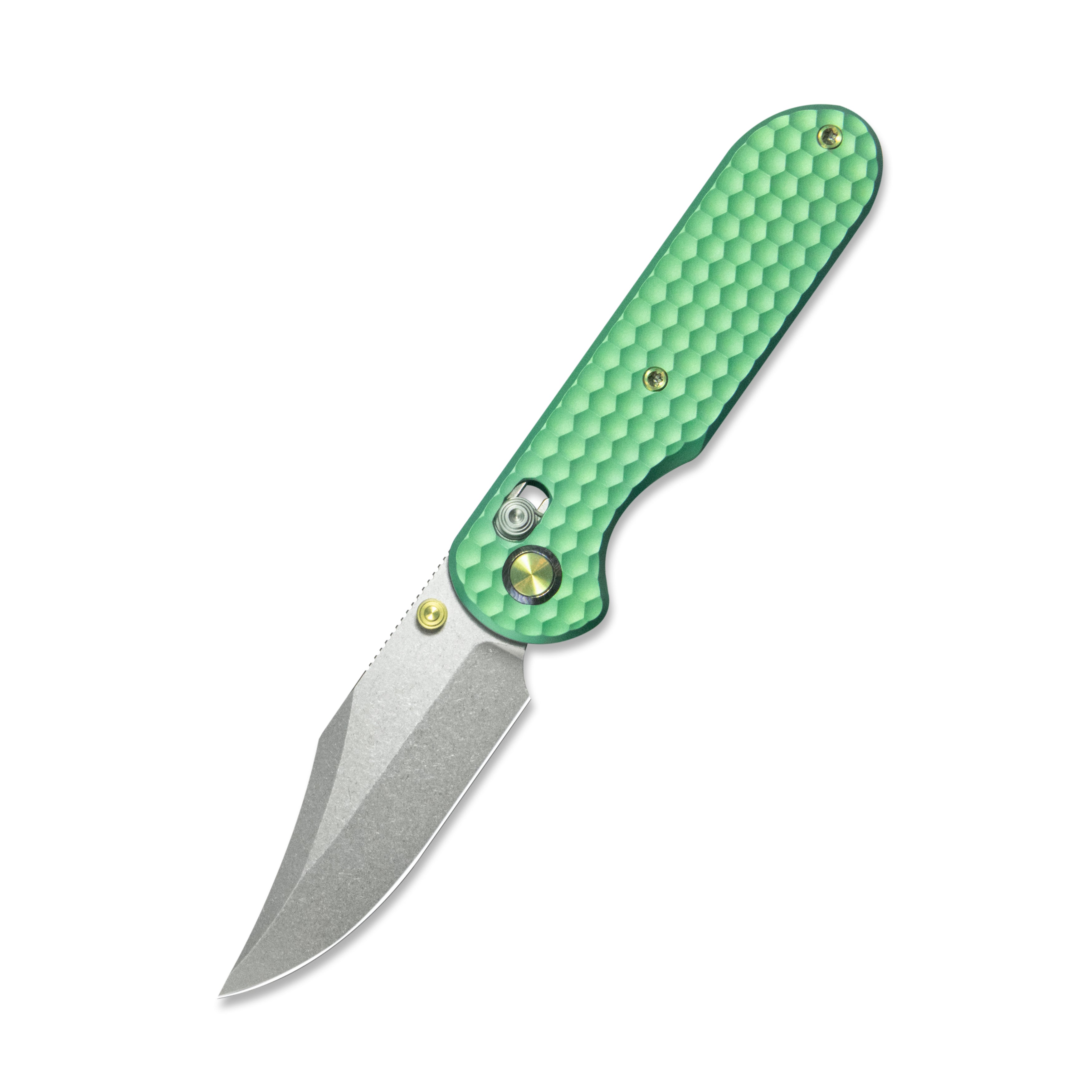 (Pre-order) : Geo knife Ethereal Cutter Axis lock Folding Knife Green 6AL4V Titanium Handle 3.0" Stonewash Bohler M390 Blade GEO2401H