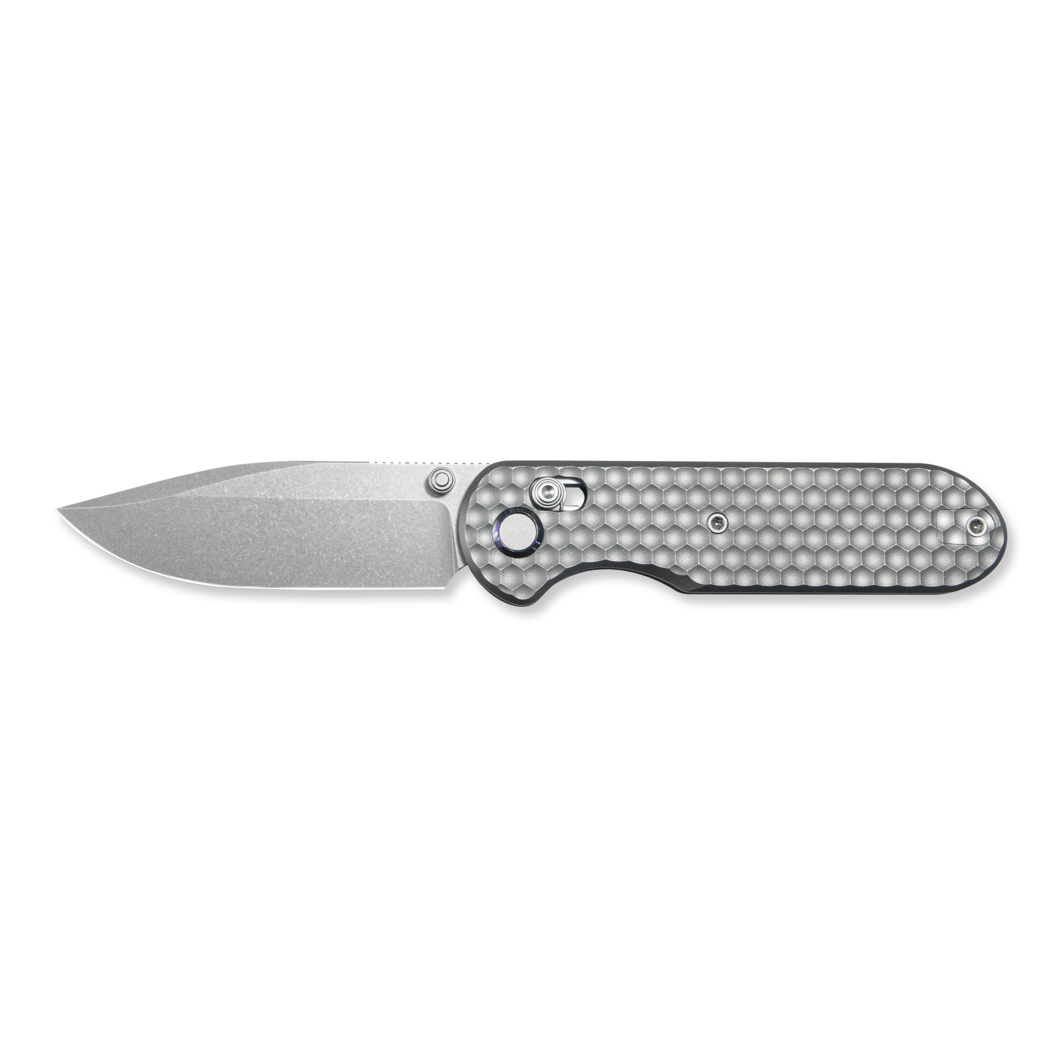 Geo knife Ethereal Cutter Axis lock Folding Knife Gray 6AL4V Titanium Handle 3.0" Stonewash Bohler M390 Blade GEO2402A