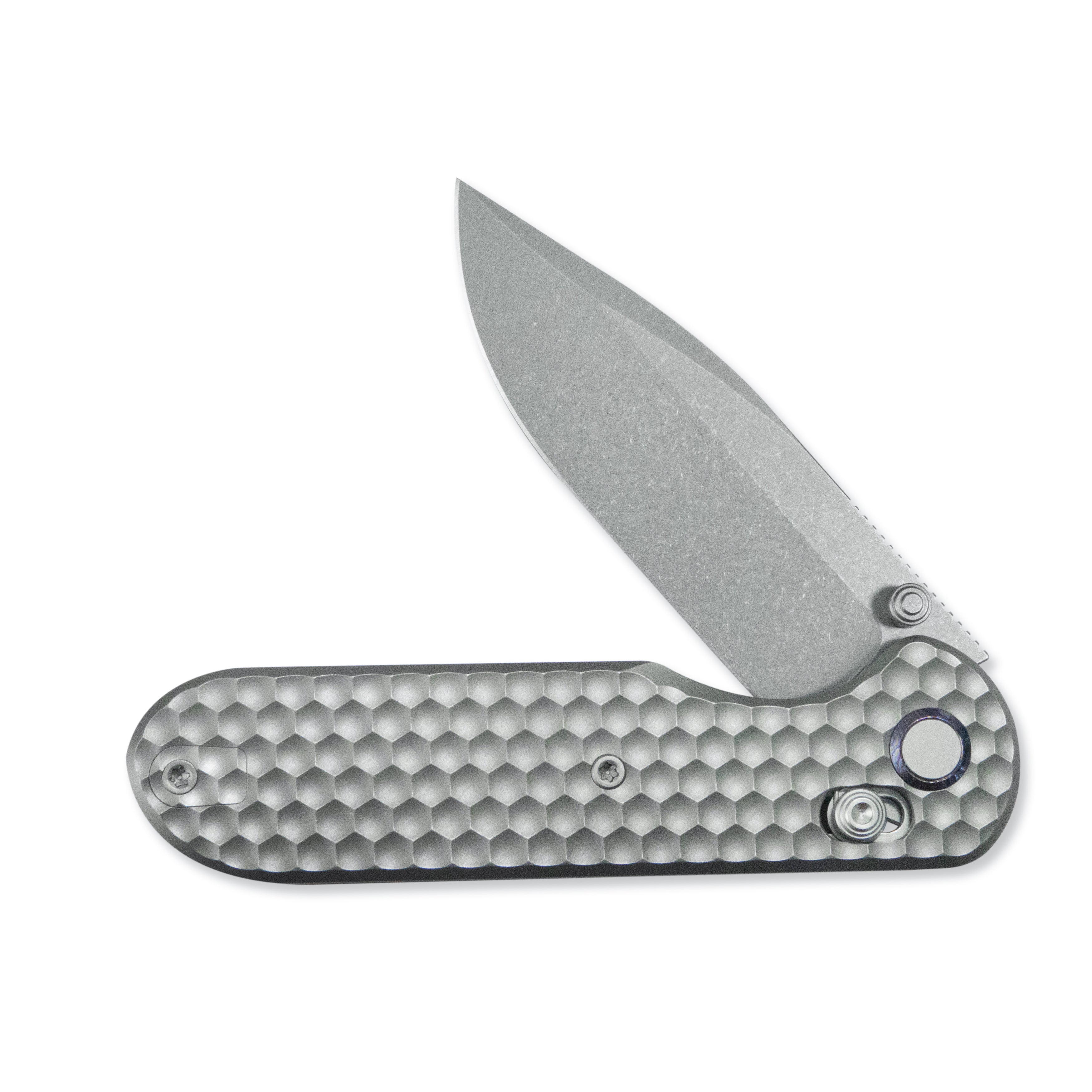 Geo knife Ethereal Cutter Axis lock Folding Knife Gray 6AL4V Titanium Handle 3.0" Stonewash Bohler M390 Blade GEO2402A