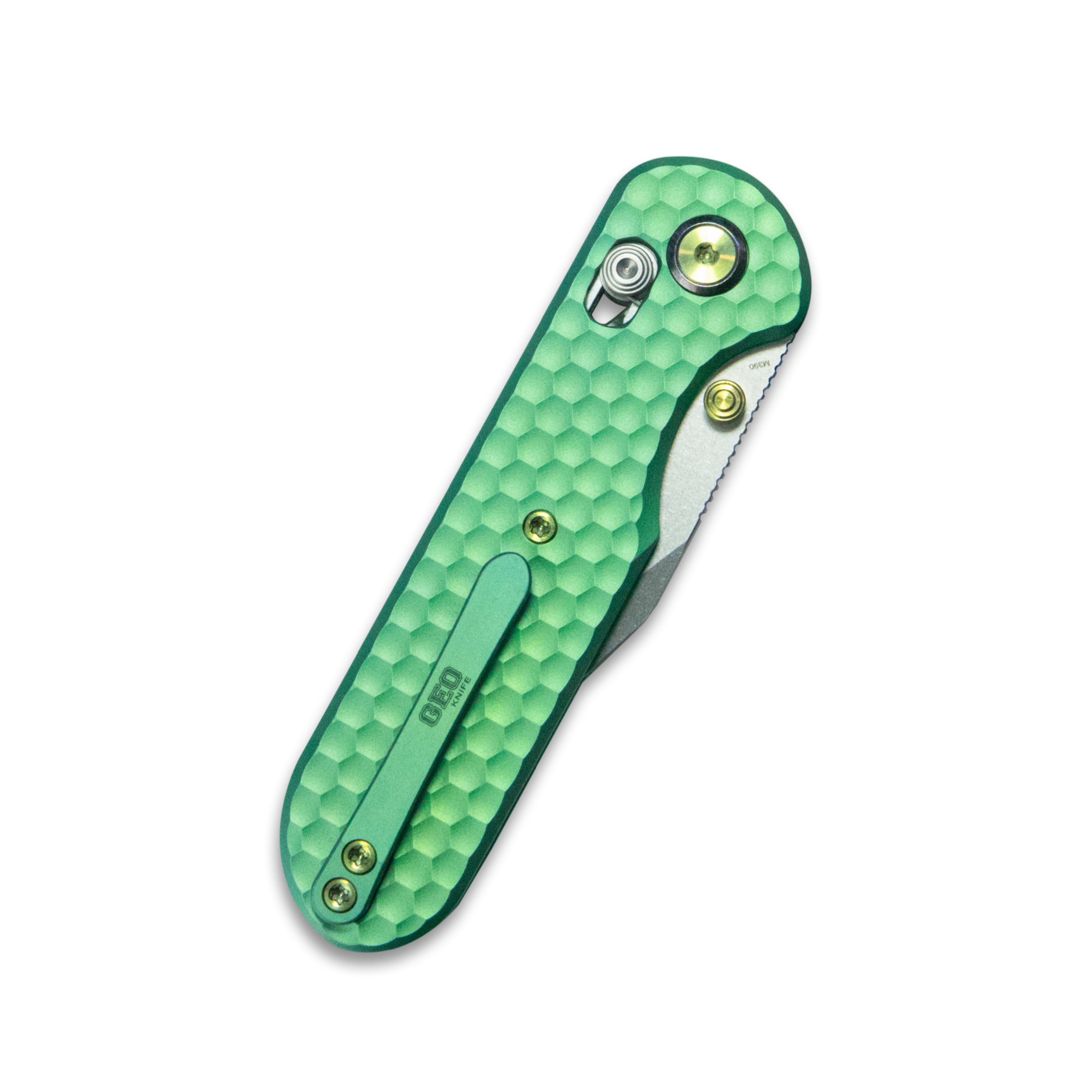 (Pre-order) : Geo knife Ethereal Cutter Axis lock Folding Knife Green 6AL4V Titanium Handle 3.0" Stonewash Bohler M390 Blade GEO2401H