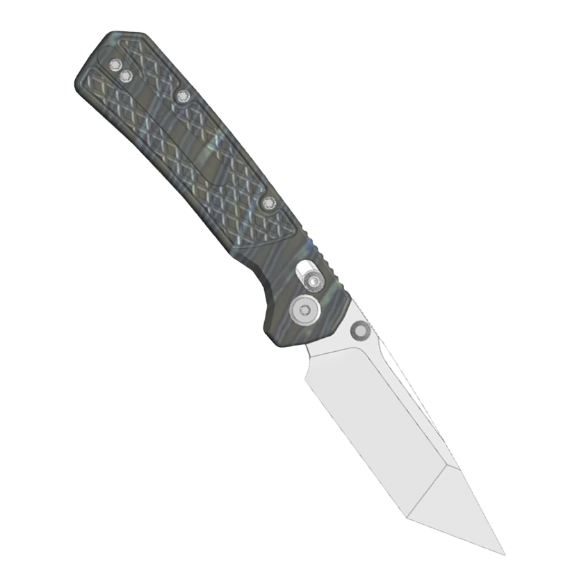 (Pre-order) : Geo knife Blaze Axis lock Folding Knife  Tiger Stripe Pattern Flamed 6AL4V Titanium Handle 3.4" Stonewash Bohler M390 Blade GEO2503C