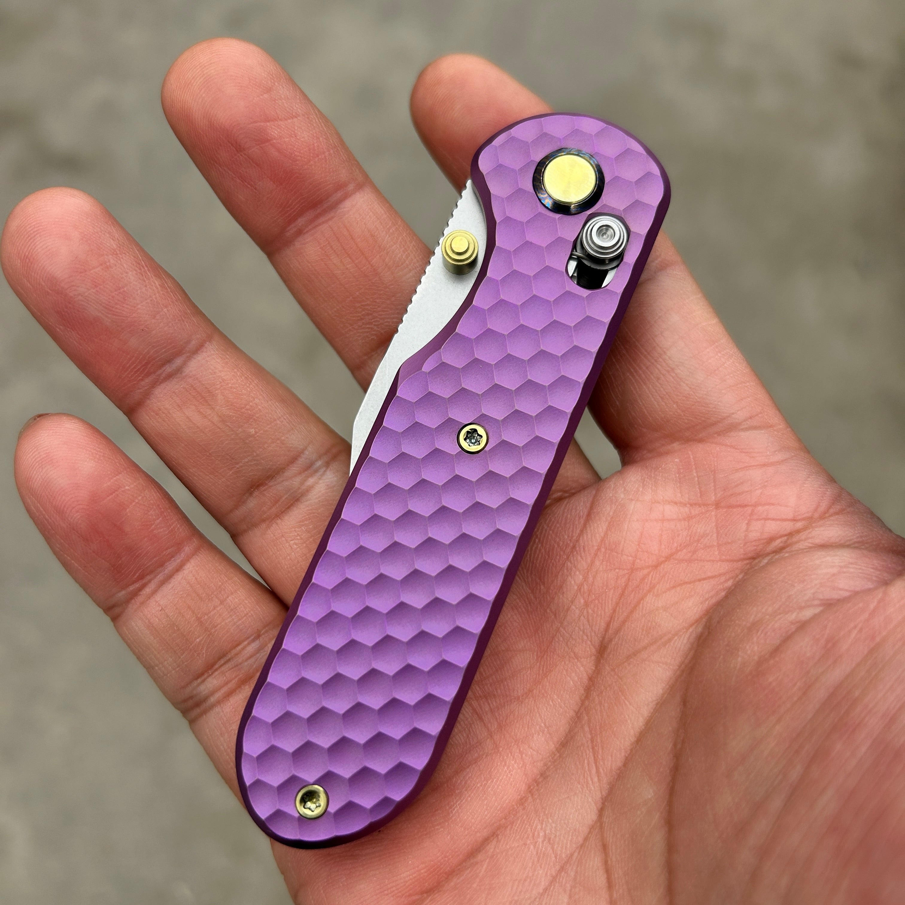 (Pre-order) : Geo knife Ethereal Cutter Axis lock Folding Knife Purple 6AL4V Titanium Handle 3.03" Stonewash Bohler M390 Blade GEO2401I