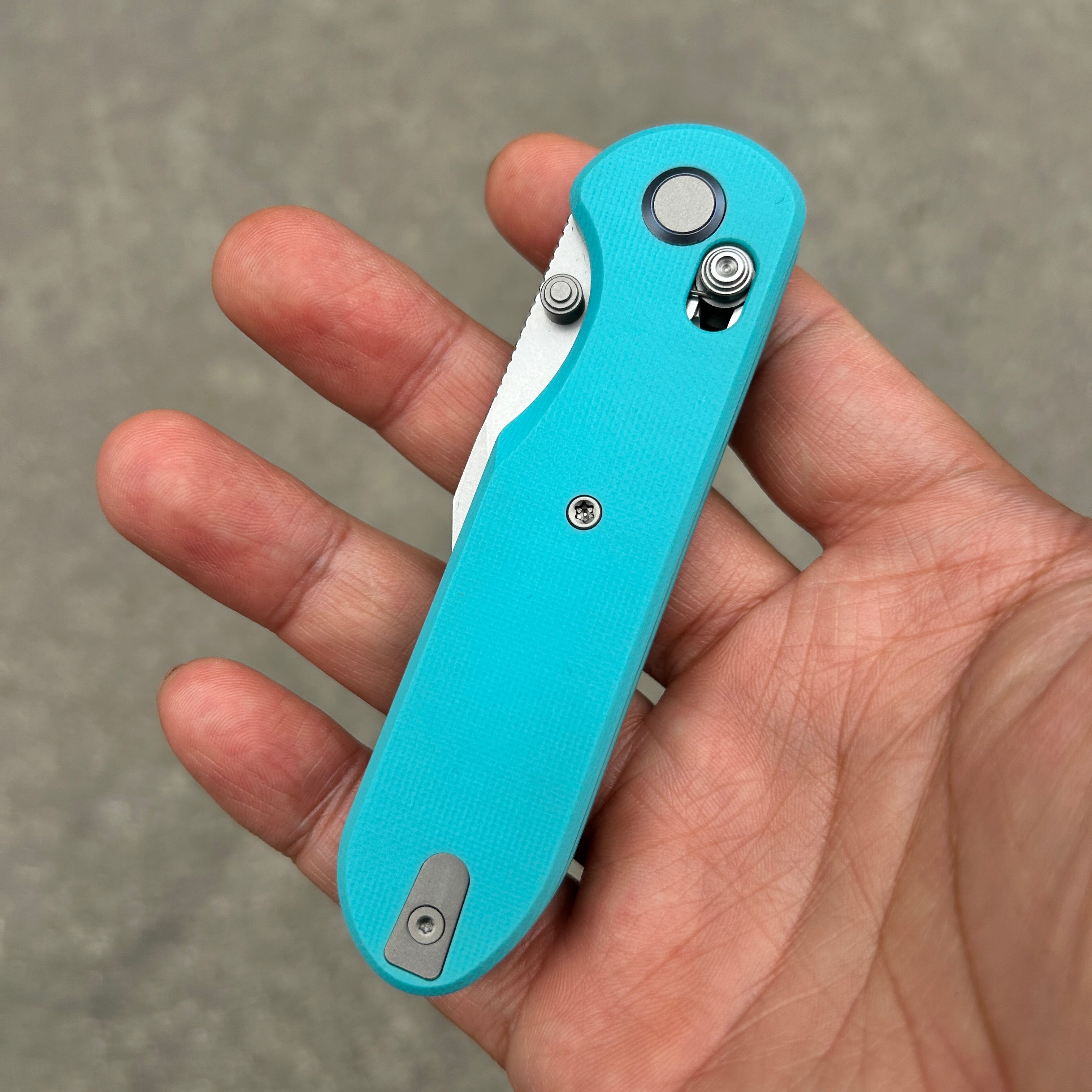 (Pre-order) : Geo knife Ethereal Cutter Axis lock Folding Knife Tiffany Blue G10 Handle 3.03" Stonewash Bohler M390 Blade GEO2401G