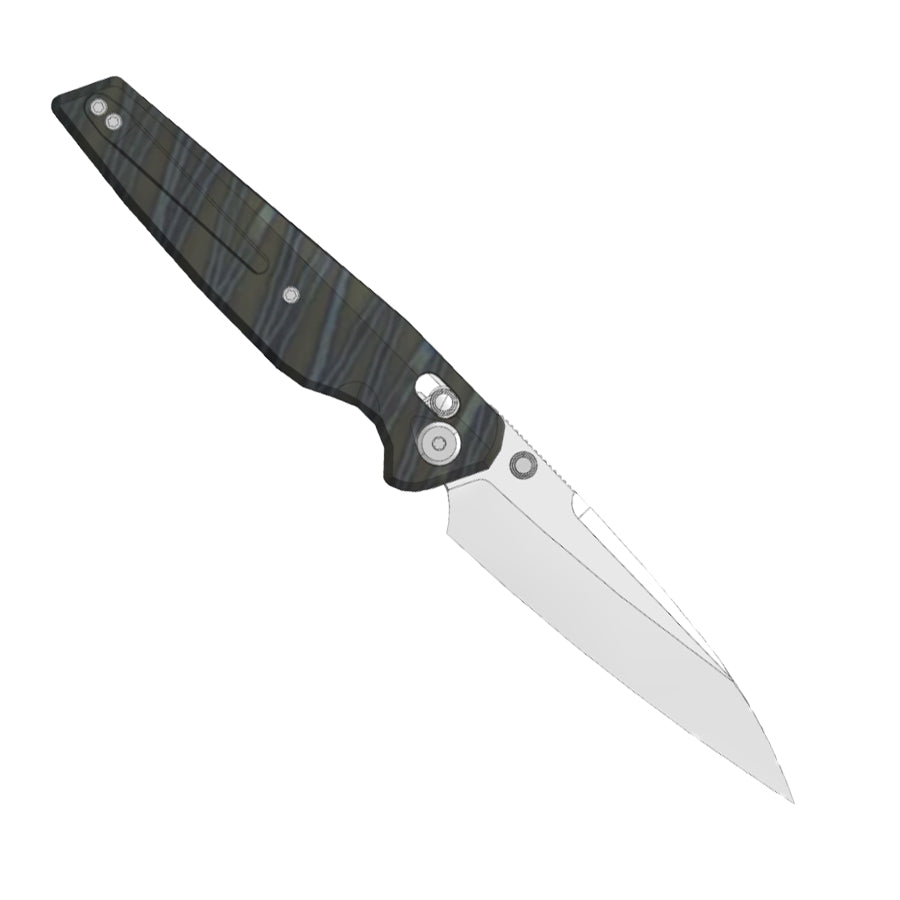 (Pre-order) : Geo knife Axis lock Folding Knife Tiger Stripe Pattern Flamed  6AL4V Titanium Handle 3.9" Stonewash Bohler M390 Blade GEO2505B