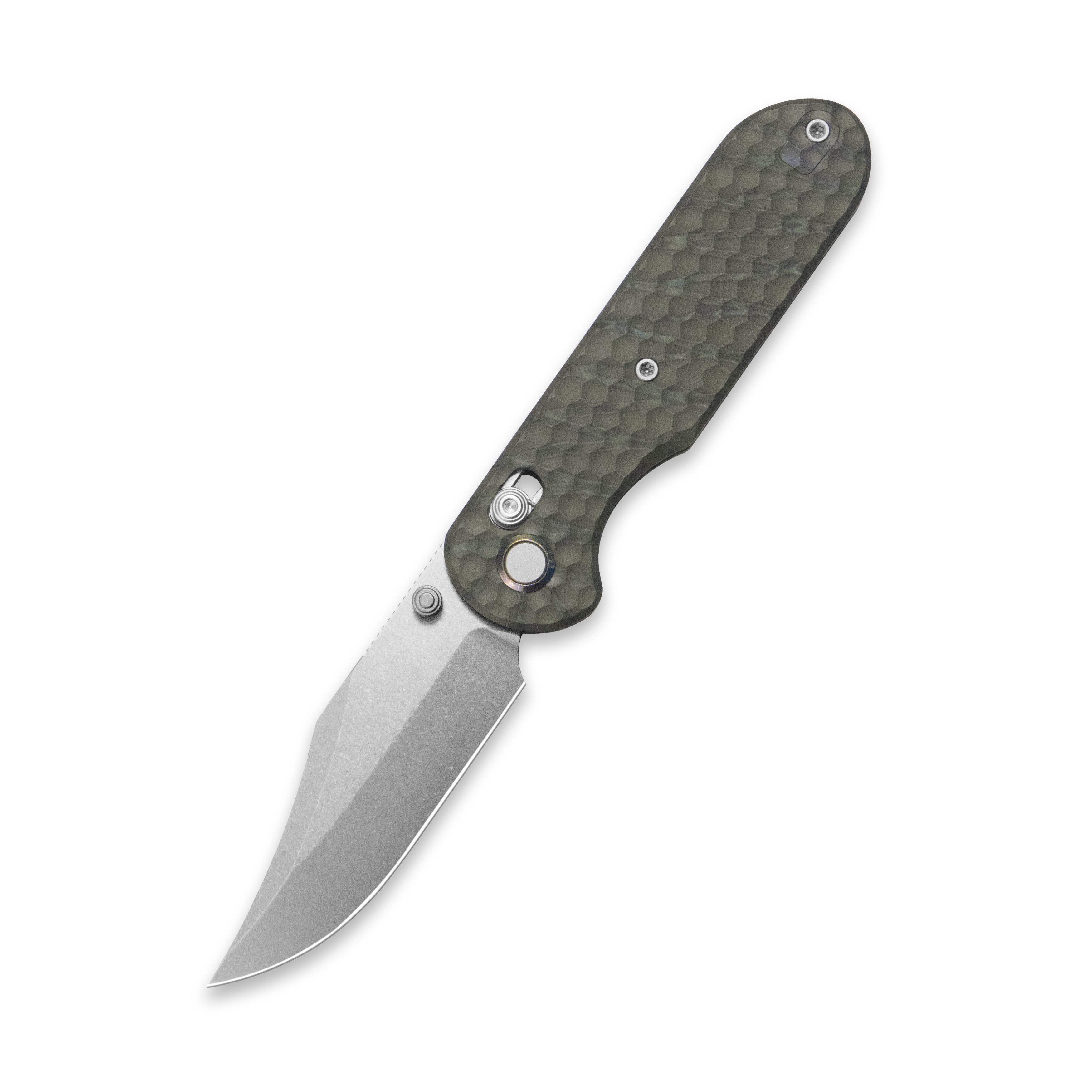 Geo knife Ethereal Cutter Axis lock Folding Knife Tiger Stripe Pattern Flamed  6AL4V Titanium Handle 3.0" Stonewash Bohler M390 Blade GEO2401J