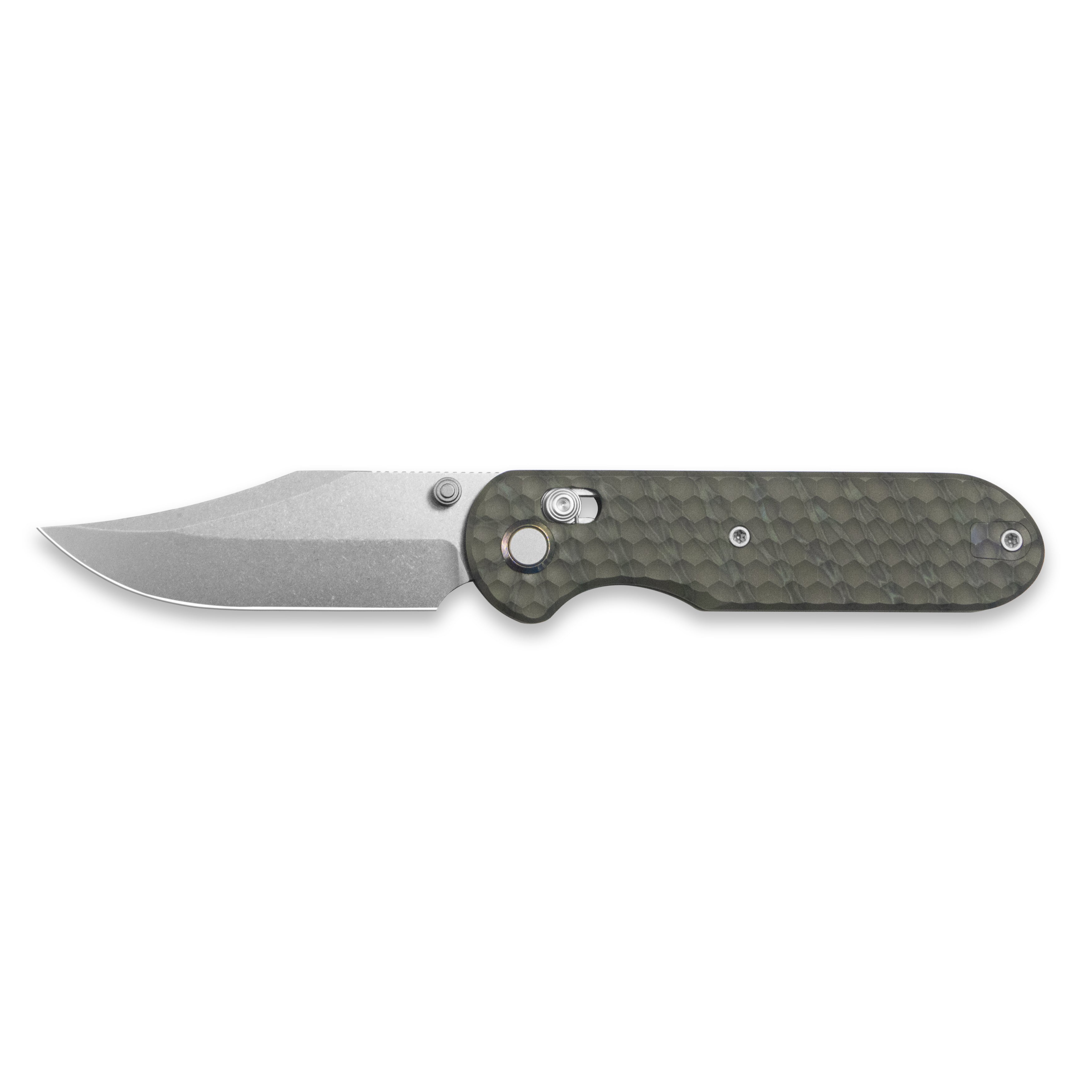Geo knife Ethereal Cutter Axis lock Folding Knife Tiger Stripe Pattern Flamed  6AL4V Titanium Handle 3.0" Stonewash Bohler M390 Blade GEO2401J