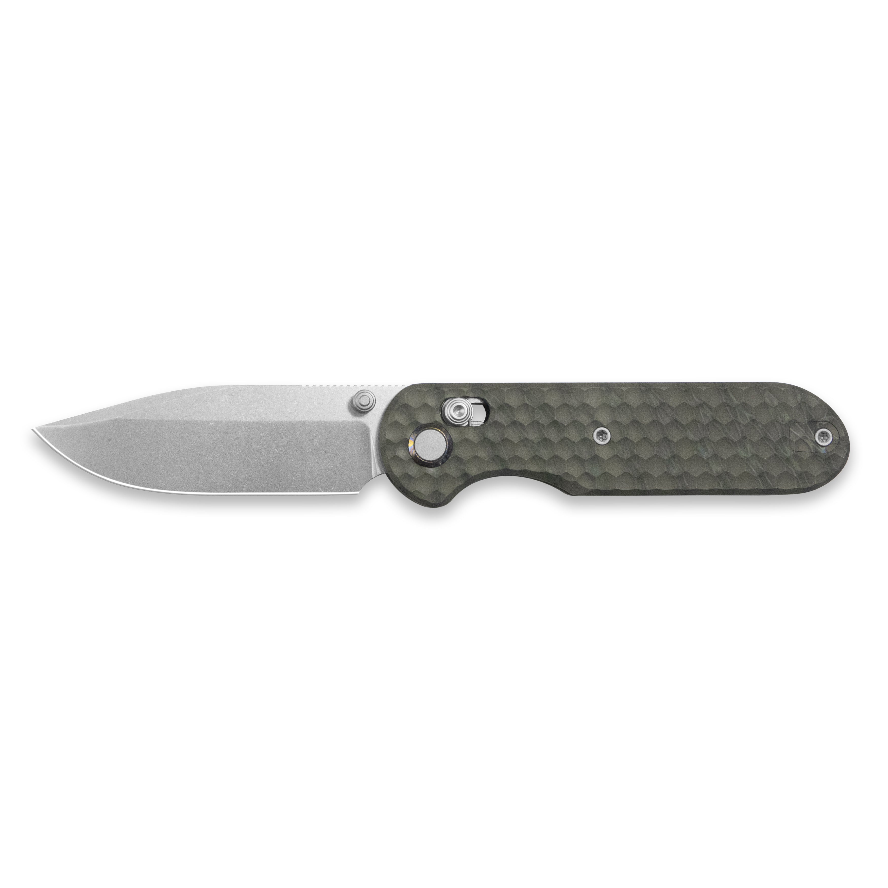 Geo knife Ethereal Cutter Axis lock Folding Knife Tiger Stripe Pattern Flamed  6AL4V Titanium Handle 3.0" Stonewash Bohler M390 Blade GEO2402J