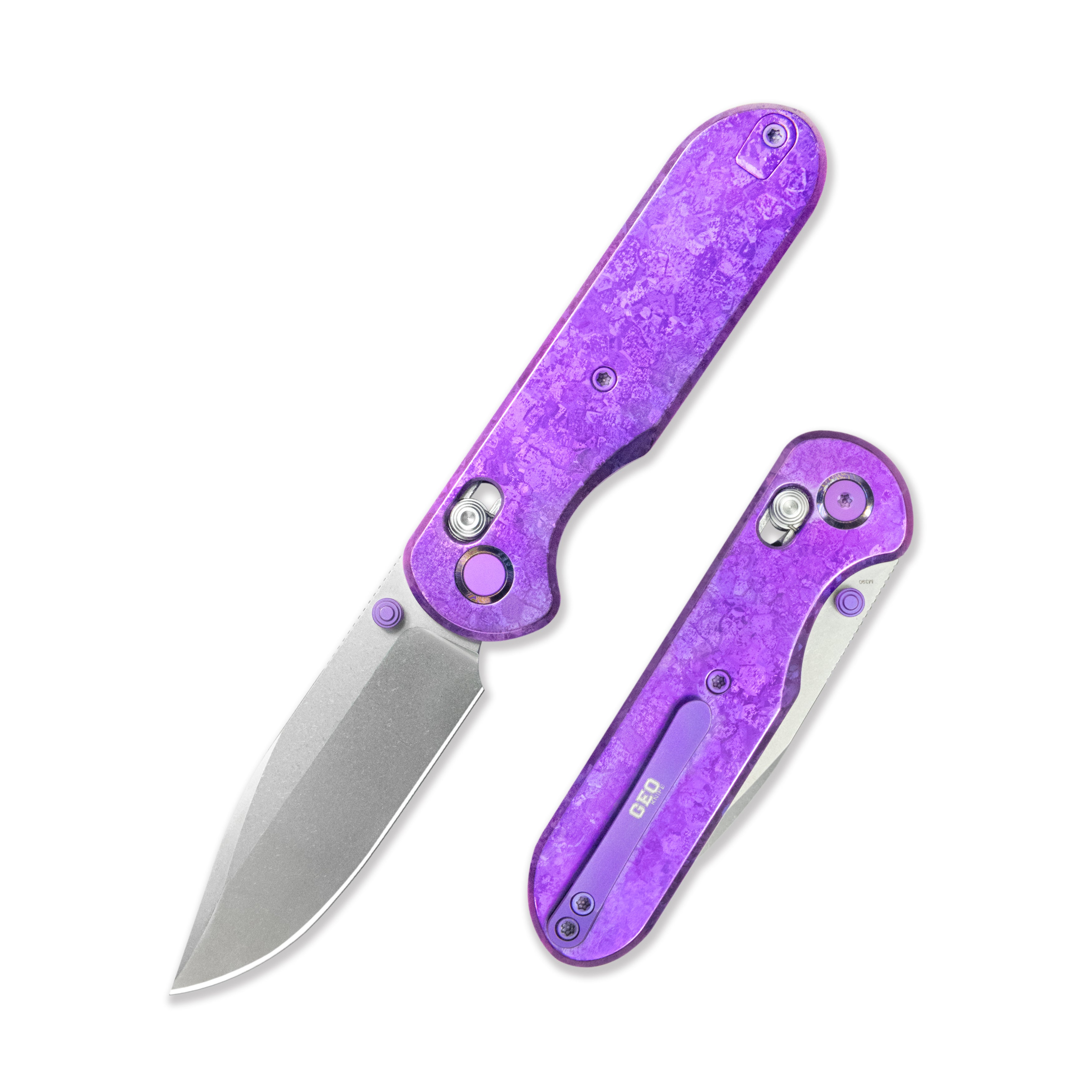 CREAGE 目もとエステ CR-11 パープル GEO Knife Ethereal Cutter Crossbar lock Folding Knife Purple Crystalli