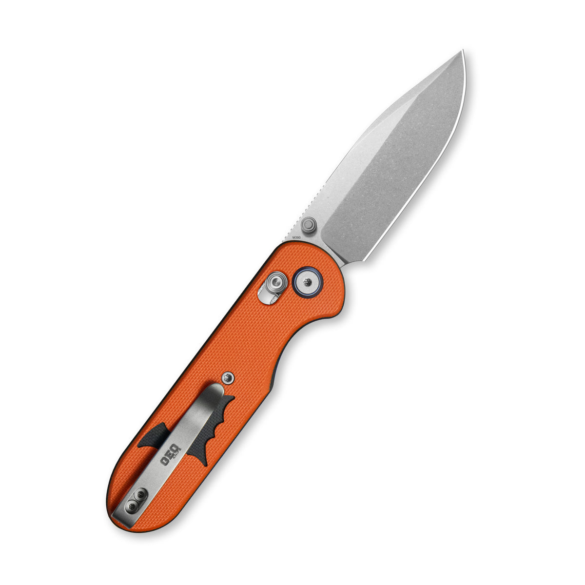 (Pre-order) GEO Knife Ethereal Cutter Crossbar lock Folding Knife Black-Orange G10 Handle 3.0" Stonewash Bohler M390 Blade GEO2402-1D
