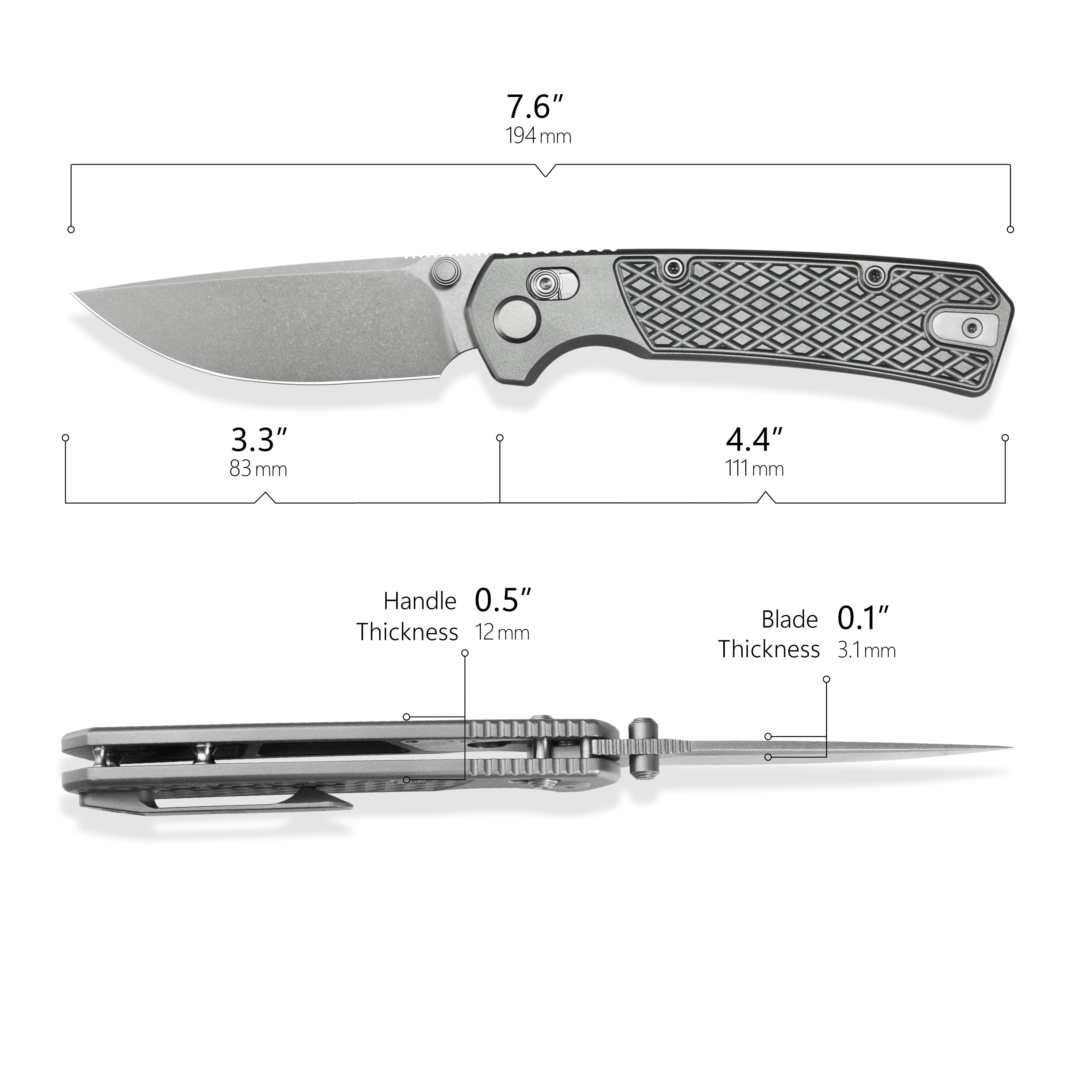 GEO Knife Blaze Crossbar lock Folding Knife Gray 6AL4V Titanium Handle