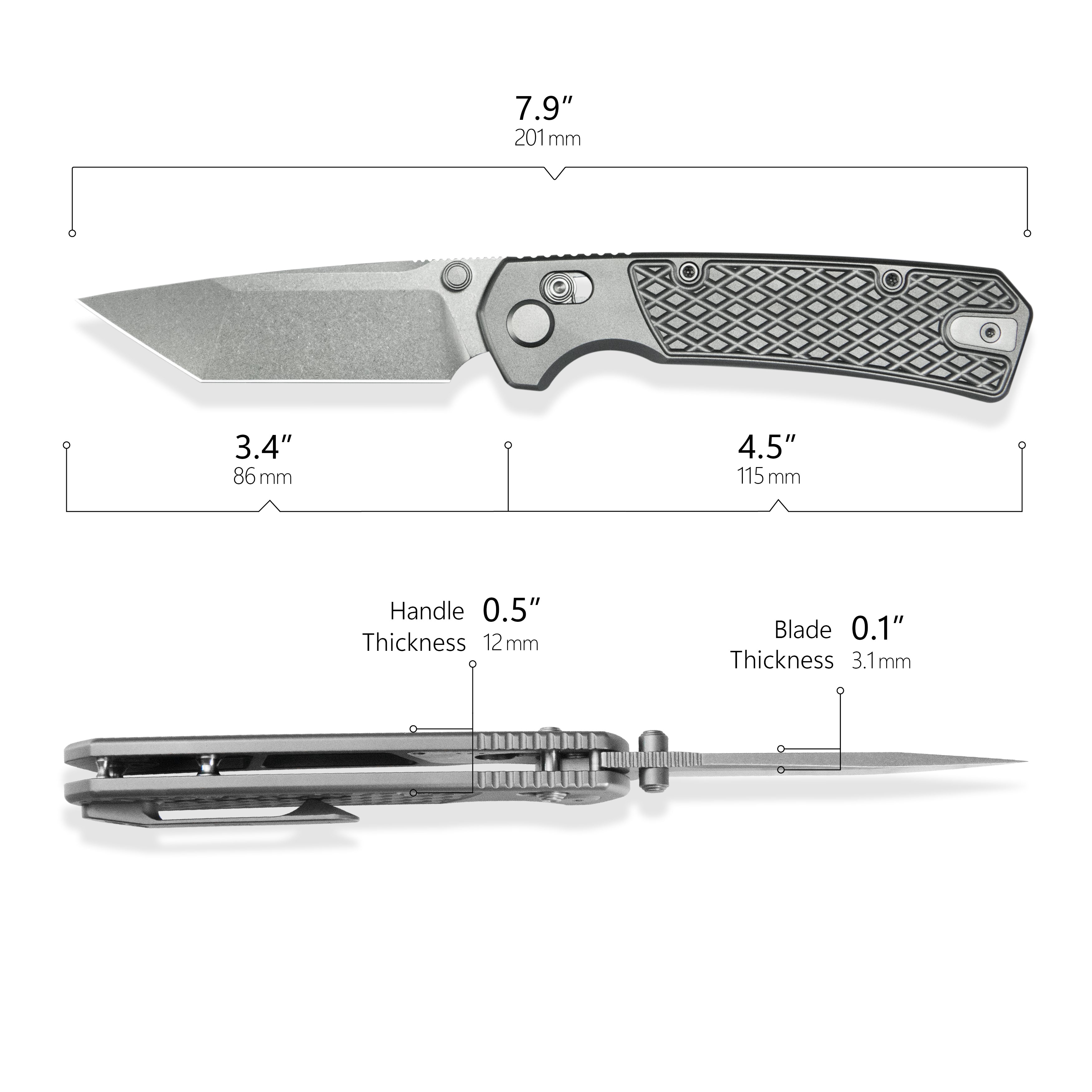 GEO Knife Blaze Crossbar lock Folding Knife Gray 6AL4V Titanium Handle