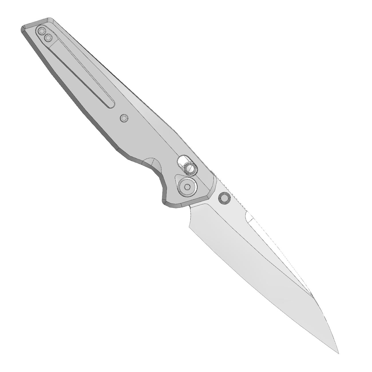 (Pre-order) : Geo knife  Axis lock Folding Knife Gray 6AL4V Titanium Handle 3.9" Stonewash Bohler M390 Blade GEO2505A