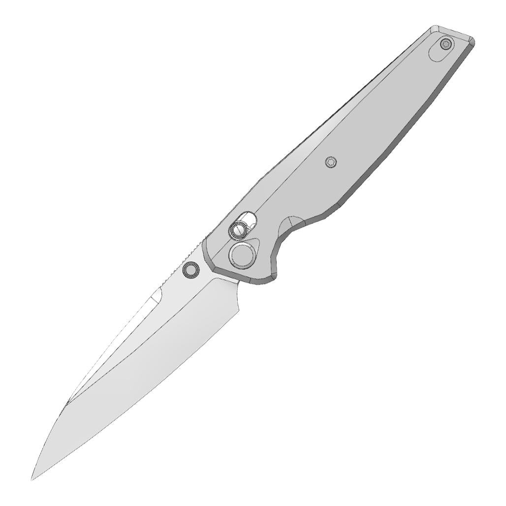 (Pre-order) : Geo knife  Axis lock Folding Knife Gray 6AL4V Titanium Handle 3.9" Stonewash Bohler M390 Blade GEO2505A