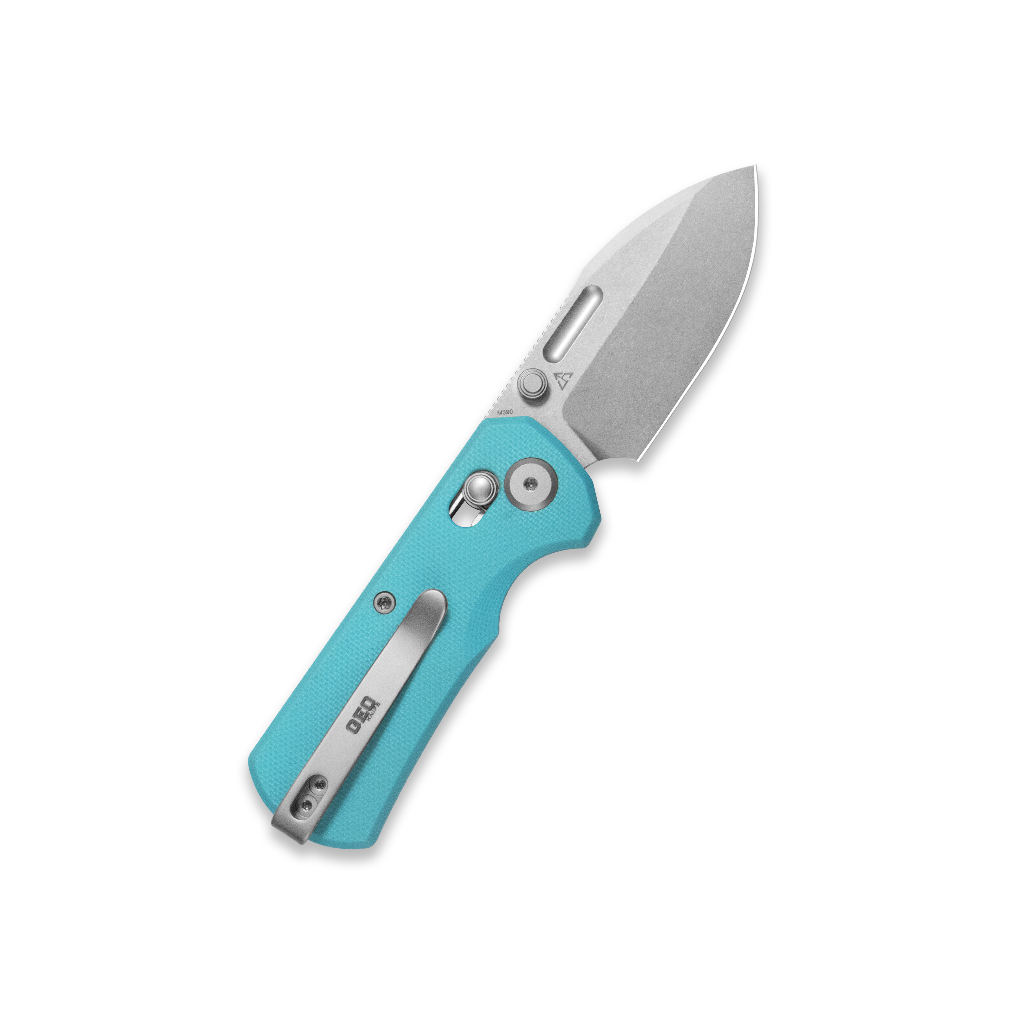 GEO Knife Belluf Crossbar lock Folding Knife Tiffany Blue G10 Handle 2.4" Stonewash Bohler M390 Blade GEO2508B