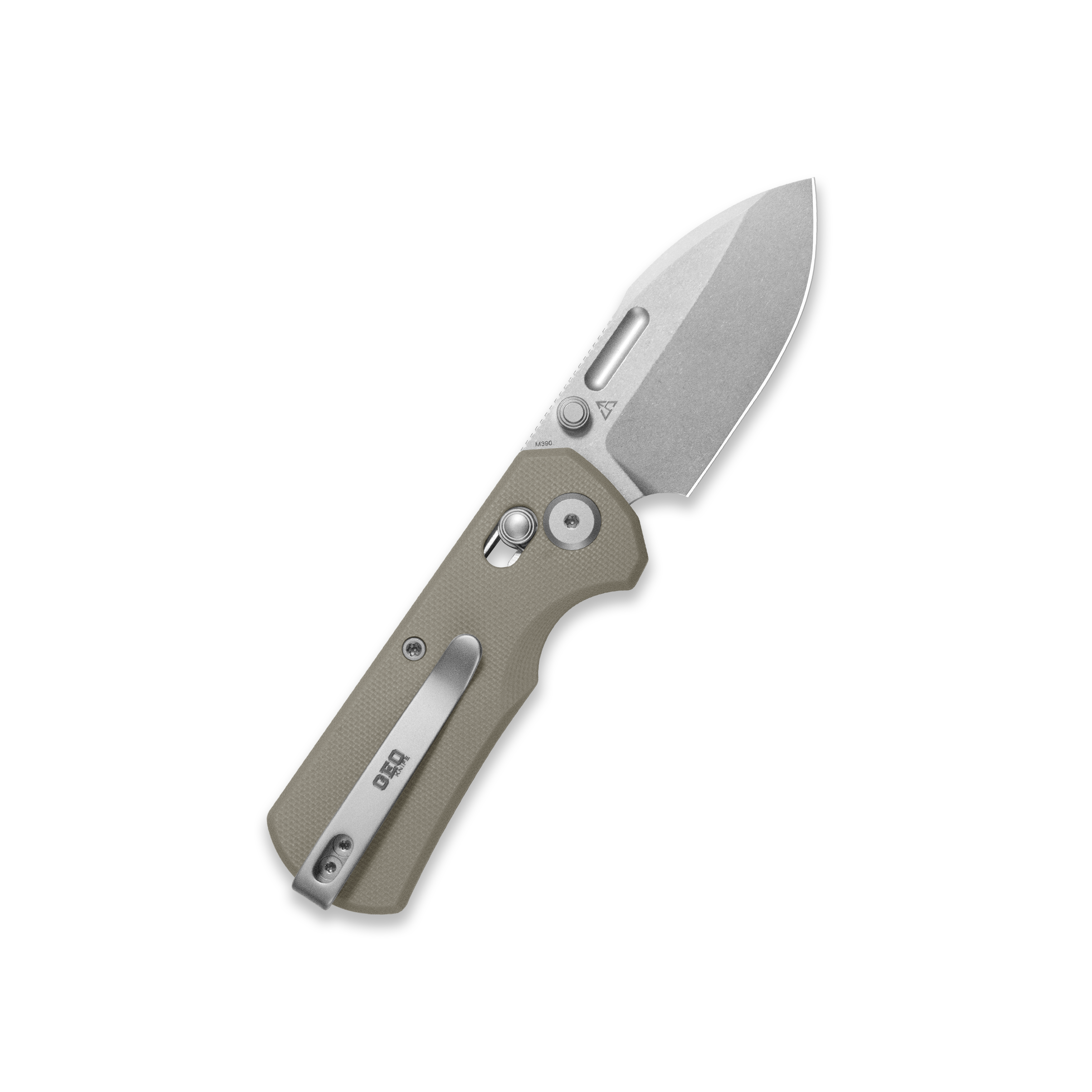 GEO Knife Belluf Crossbar lock Folding Knife Khaki G10 Handle 2.4" Stonewash Bohler M390 Blade GEO2508F