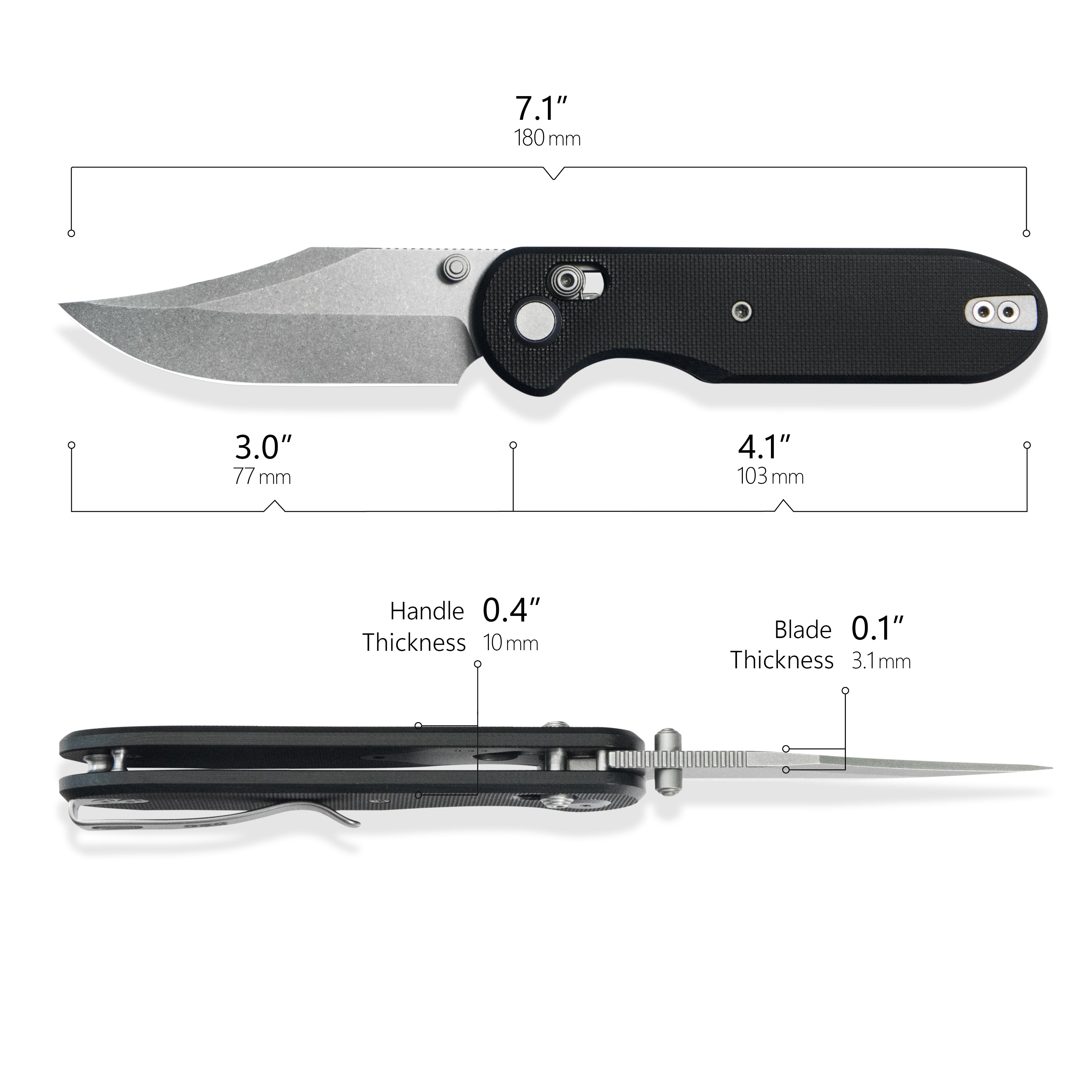 Geo knife Ethereal Cutter Axis lock Folding Knife Black G10 Handle 3.0" Stonewash Bohler M390 Blade GEO2401F