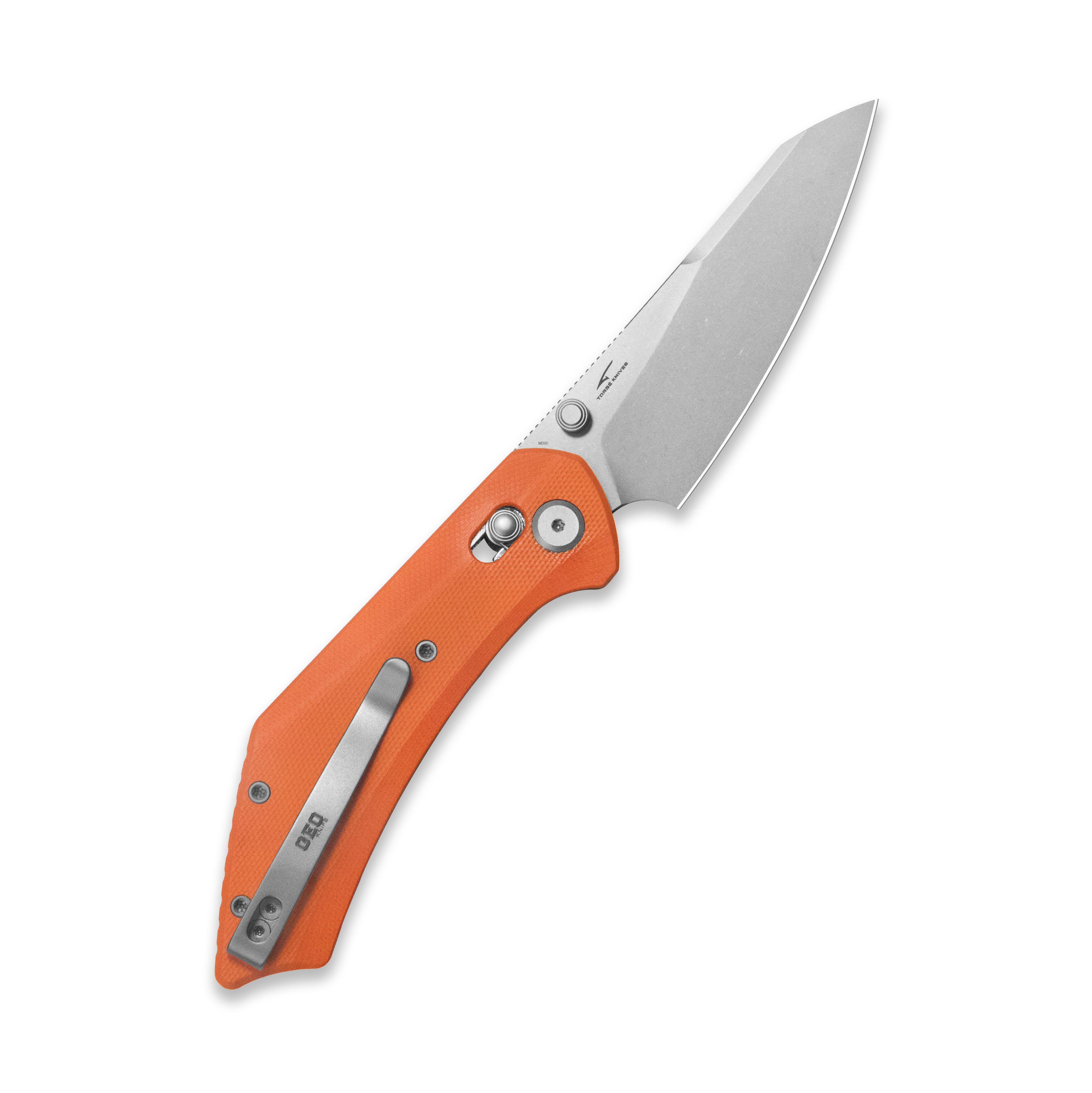 GEO Knife DIVID Crossbar lock Folding Knife Orange G10 Handle 3.3" Stonewash Bohler M390 Blade GEO2507H