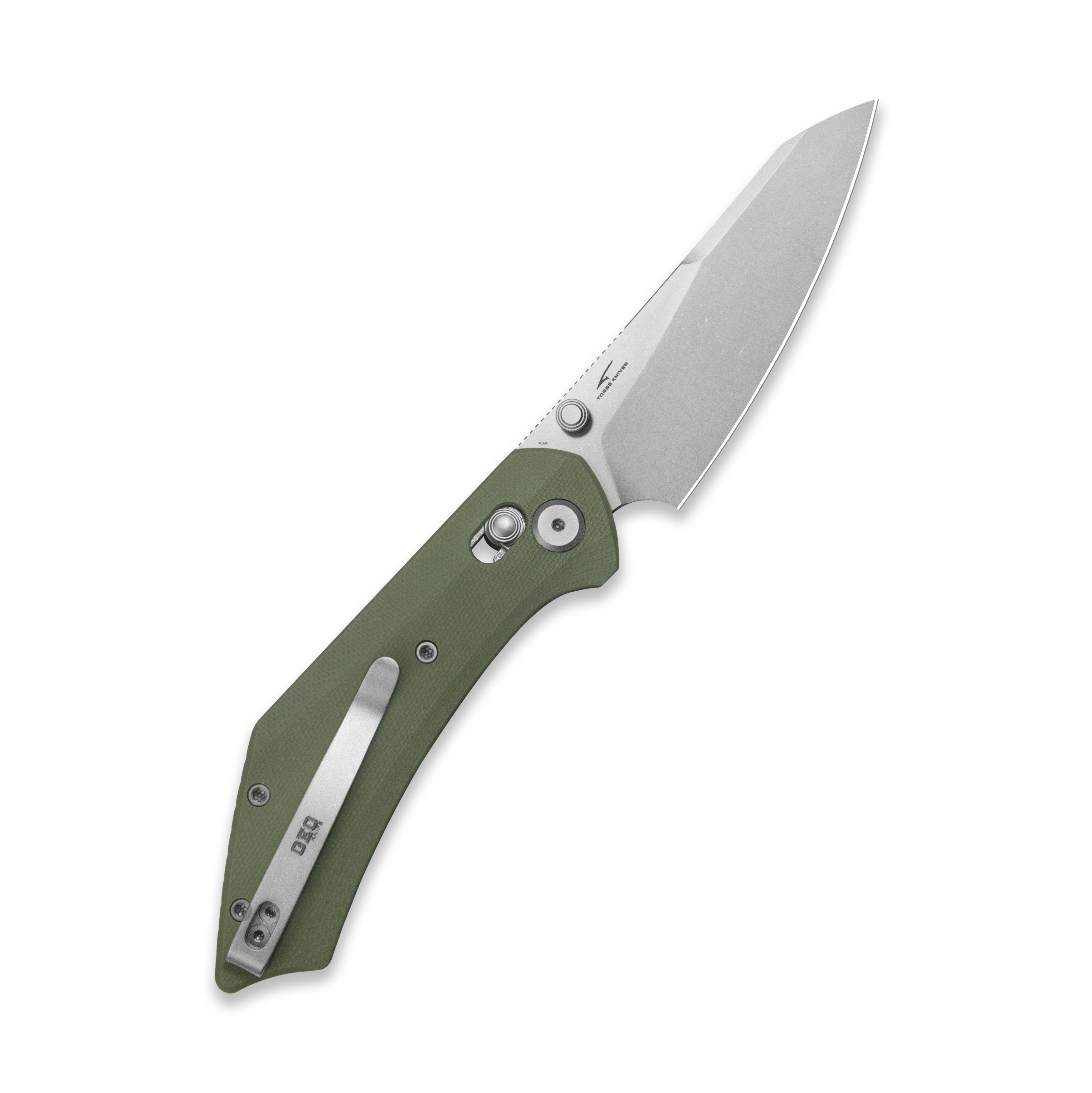 GEO Knife DIVID Crossbar lock Folding Knife Green G10 Handle 3.3" Stonewash Bohler M390 Blade GEO2507I