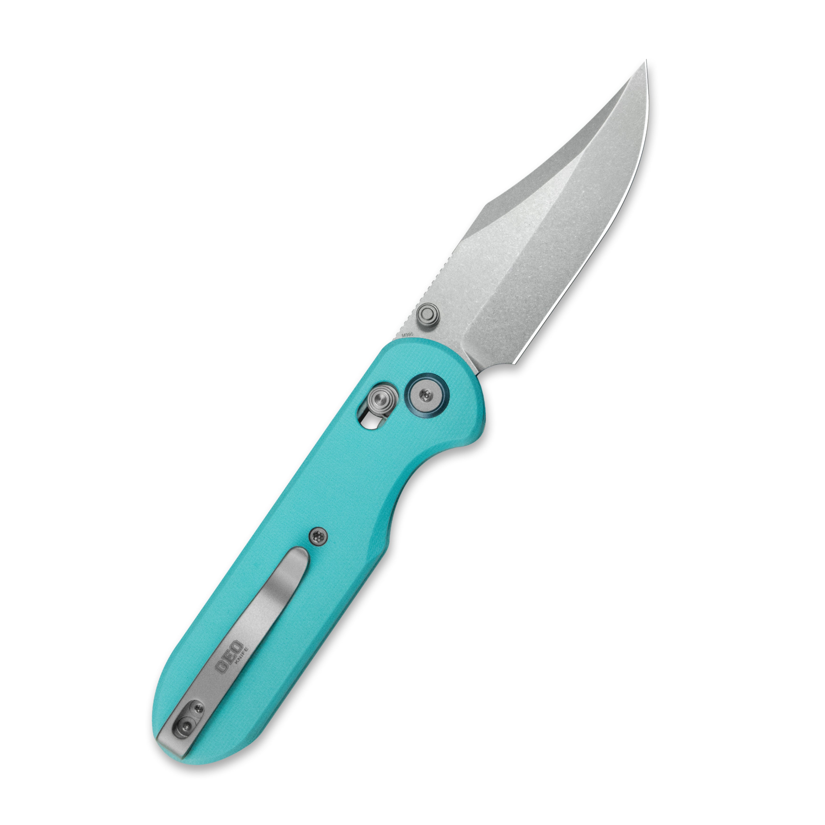 Geo knife Ethereal Cutter Axis lock Folding Knife Tiffany Blue G10 Handle 3.0" Stonewash Bohler M390 Blade GEO2401G