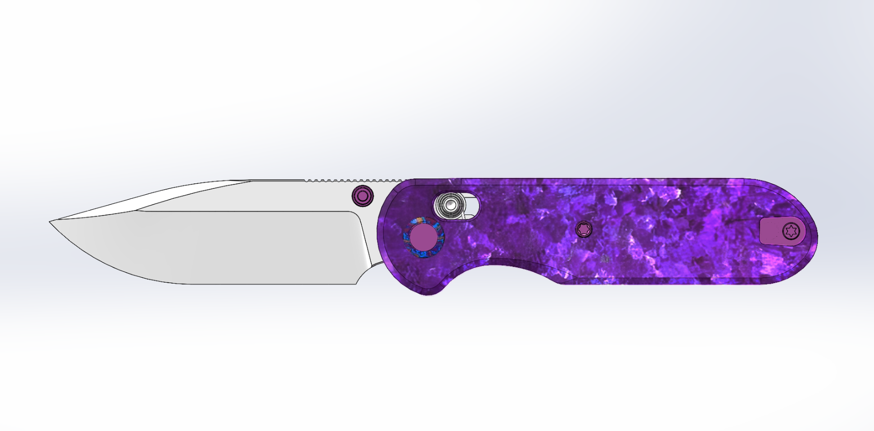 GEO Knife Ethereal Cutter Axis lock Folding Knife Purple Crystallized Titanium Handle 3.0" Stonewash Bohler M390 Blade GEO2402R