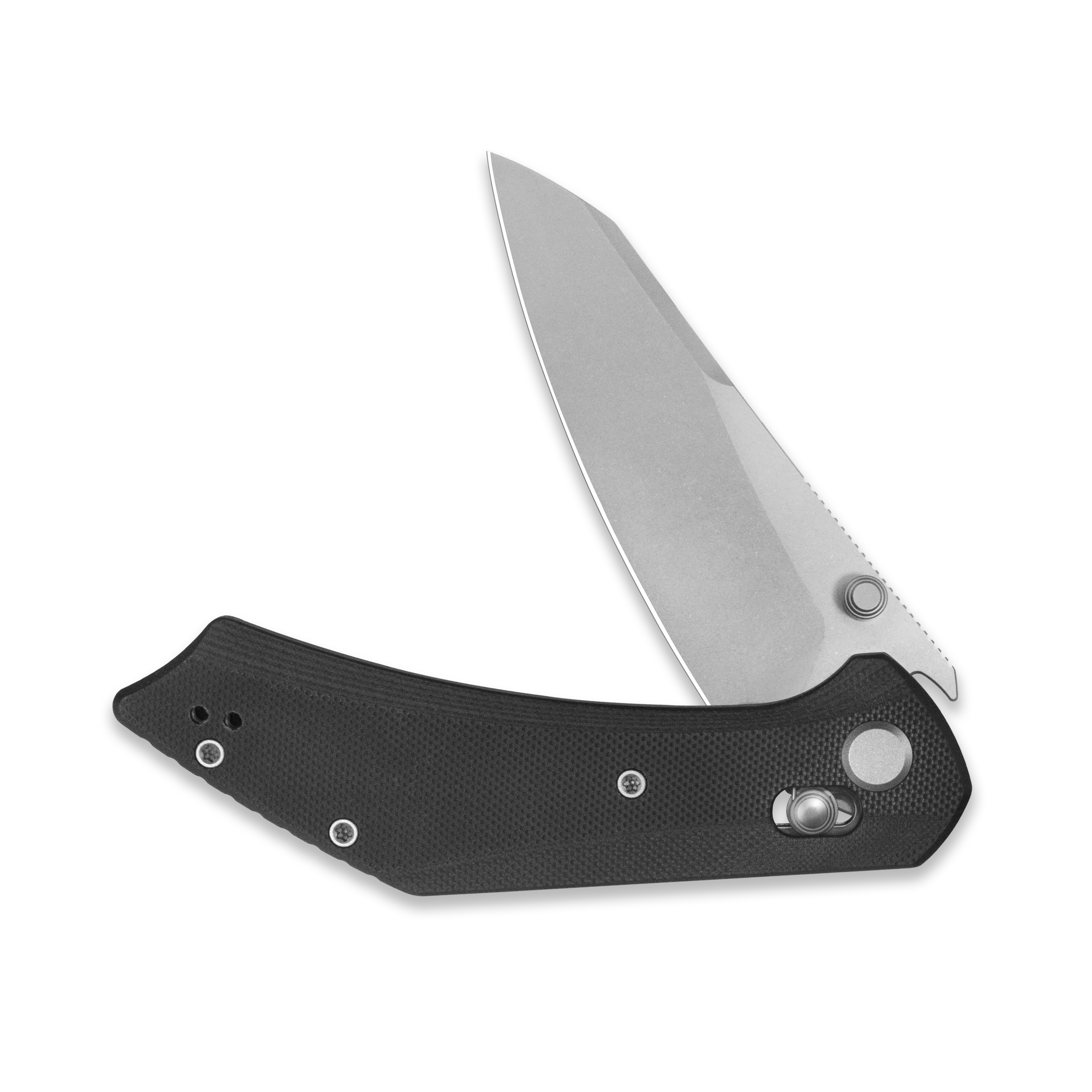 GEO Knife DIVID Crossbar lock Folding Knife Black G10 Handle 3.3" Stonewash Bohler M390 Blade  GEO2507E