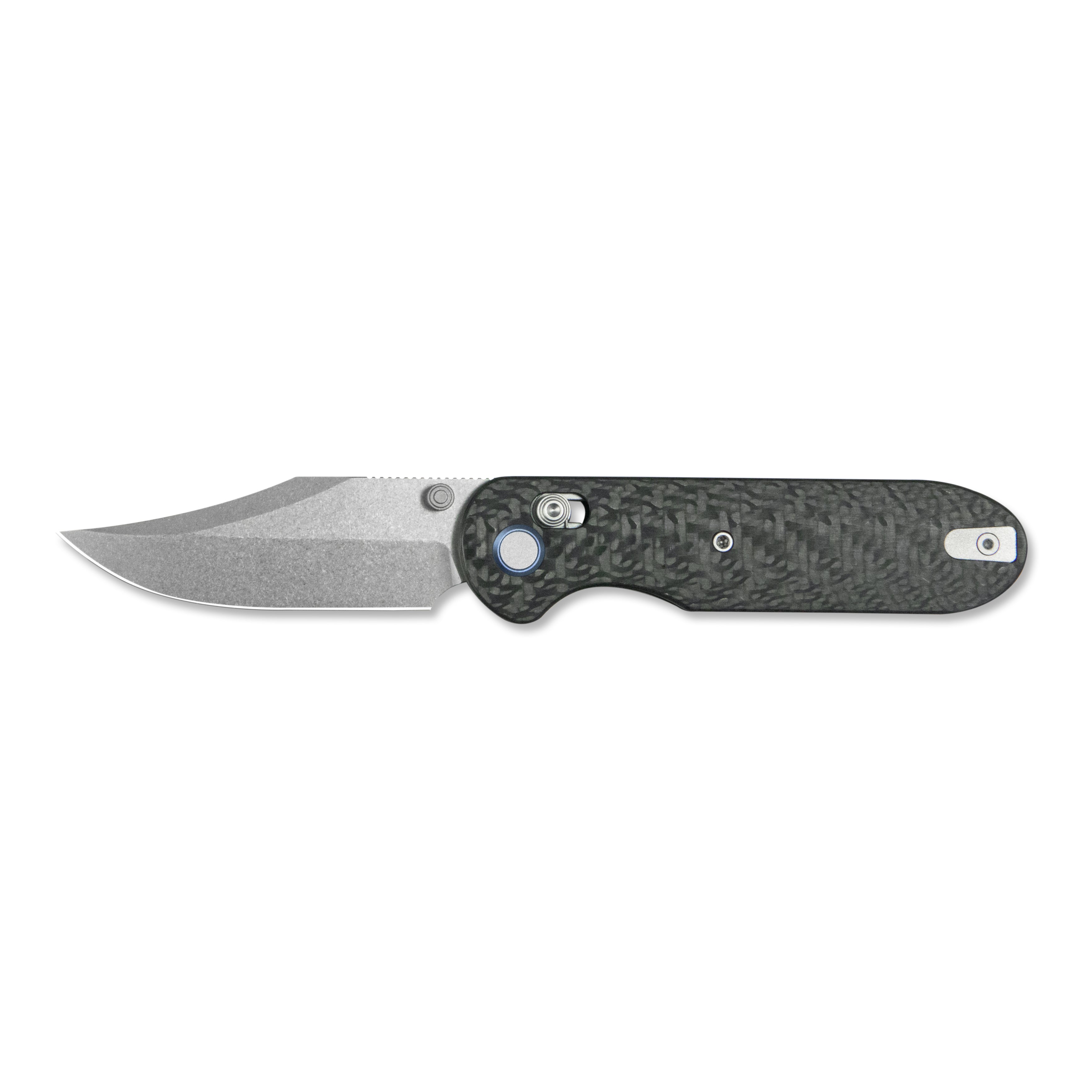 (Pre-order) : Geo knife Ethereal Cutter Axis lock Folding Knife Black Carbon Fiber Handle 3.0" Stonewash Bohler M390 Blade GEO2401K