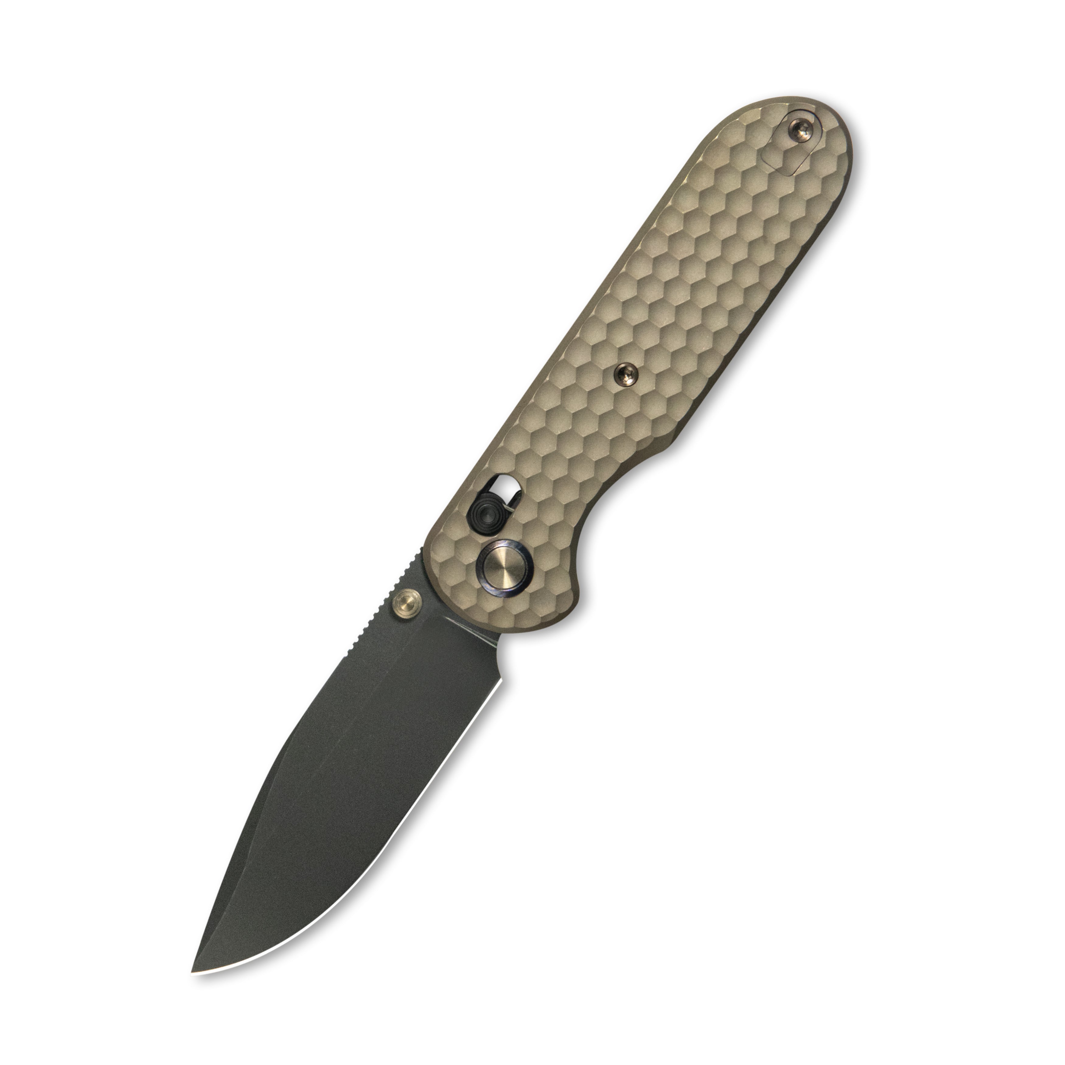 Geo knife Ethereal Cutter Axis Lock Folding Knife Bronze 6AL4V Titanium Handle 3.0" Blackwash Bohler M390 Blade  GEO2402B