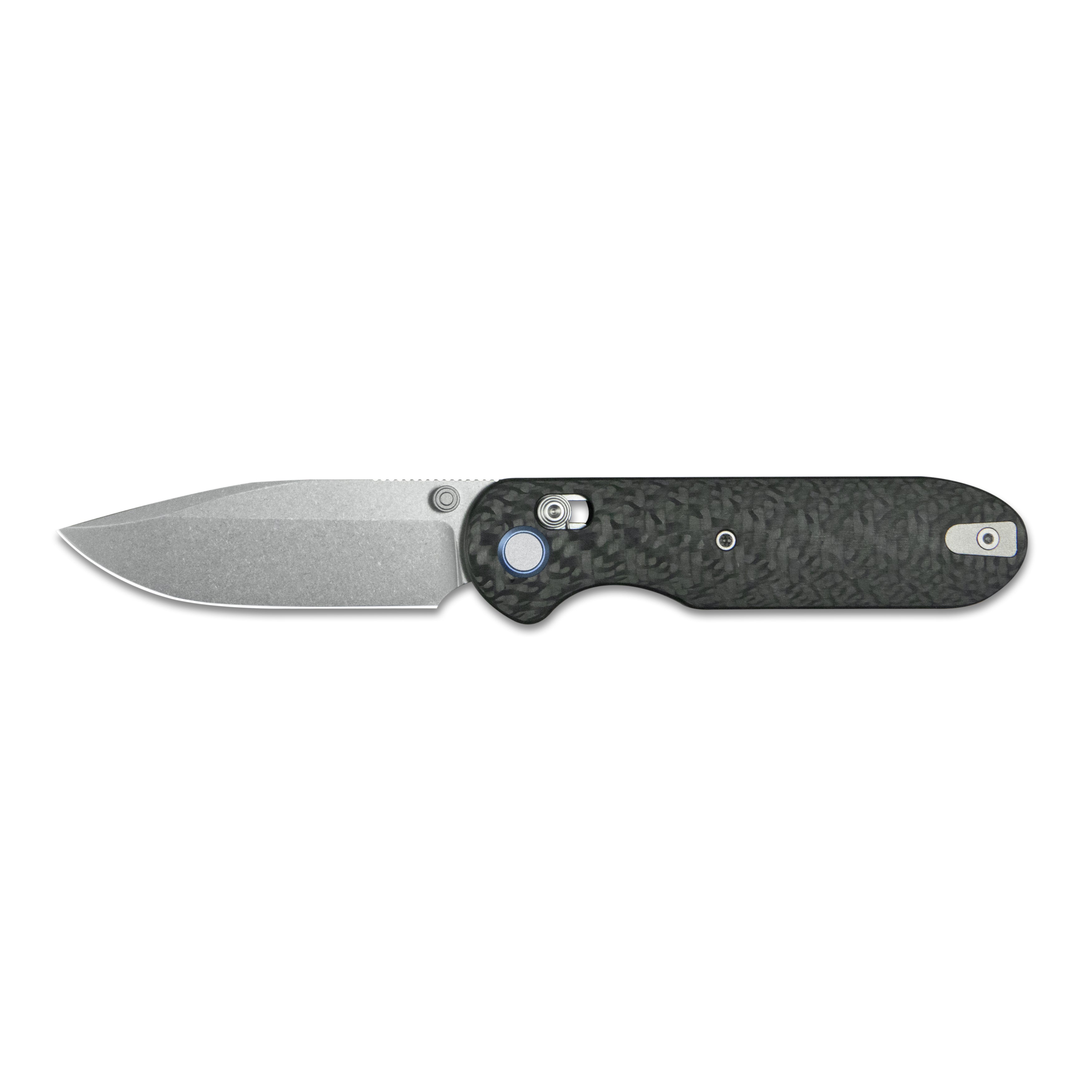 (Pre-order) : Geo knife Ethereal Cutter Axis lock Folding Knife Black Carbon fiber Handle 3.0" Stonewash Bohler M390 Blade GEO2402K