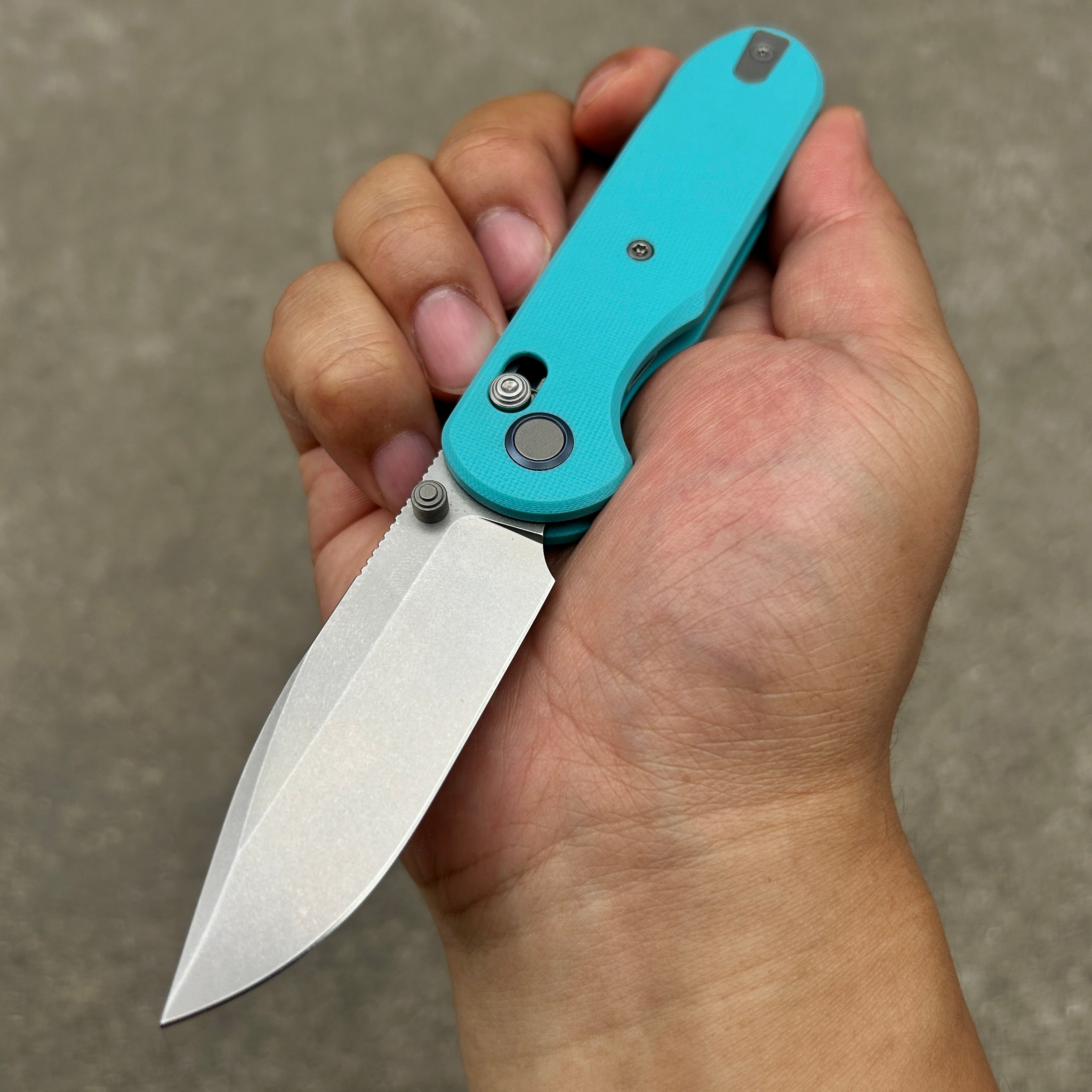 (Pre-order) : Geo knife Ethereal Cutter Axis lock Folding Knife Tiffany Blue G10 Handle 3.03" Stonewash Bohler M390 Blade GEO2402G