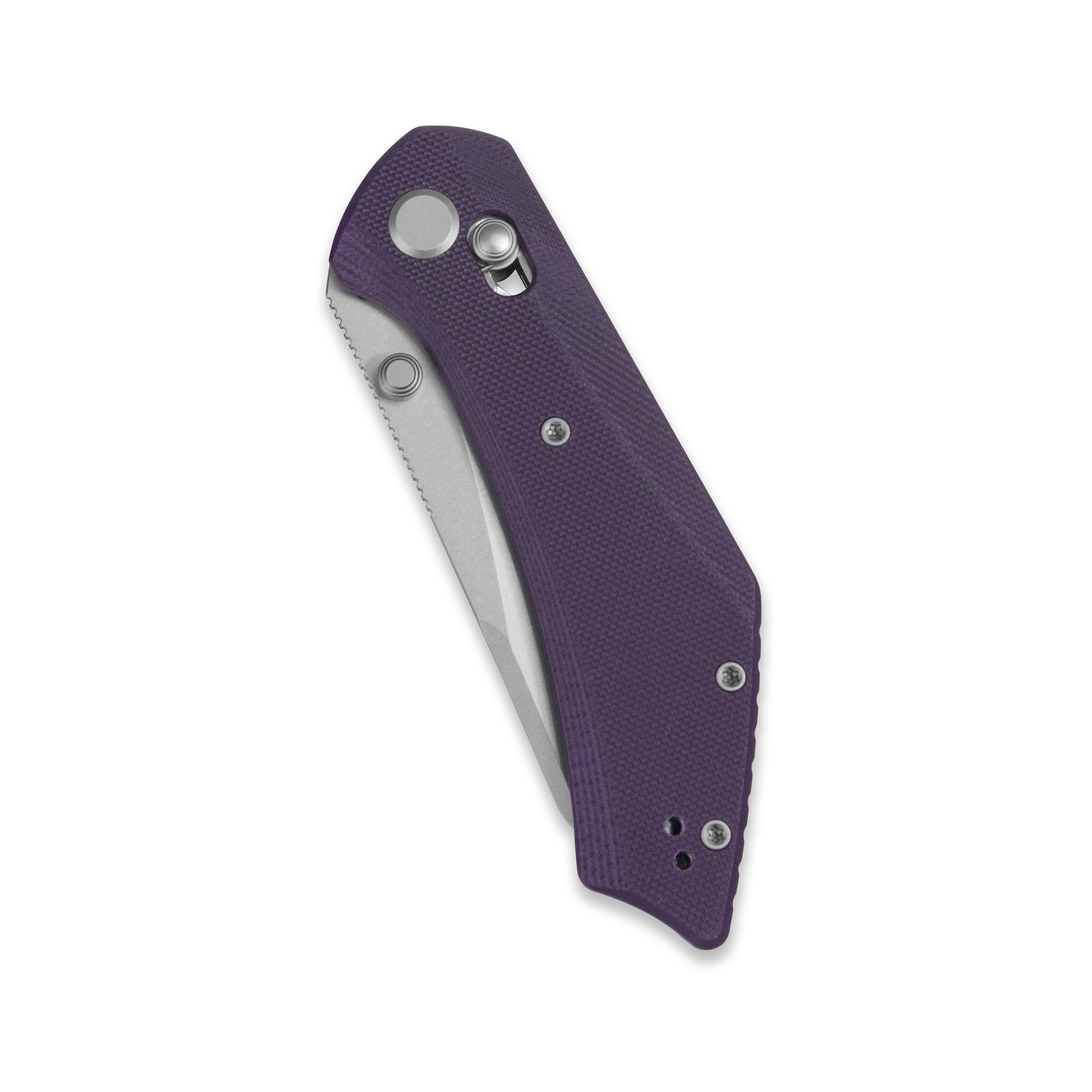 GEO Knife DIVID Crossbar lock Folding Knife Purple G10 Handle 3.3" Stonewash Bohler M390 Blade GEO2507G