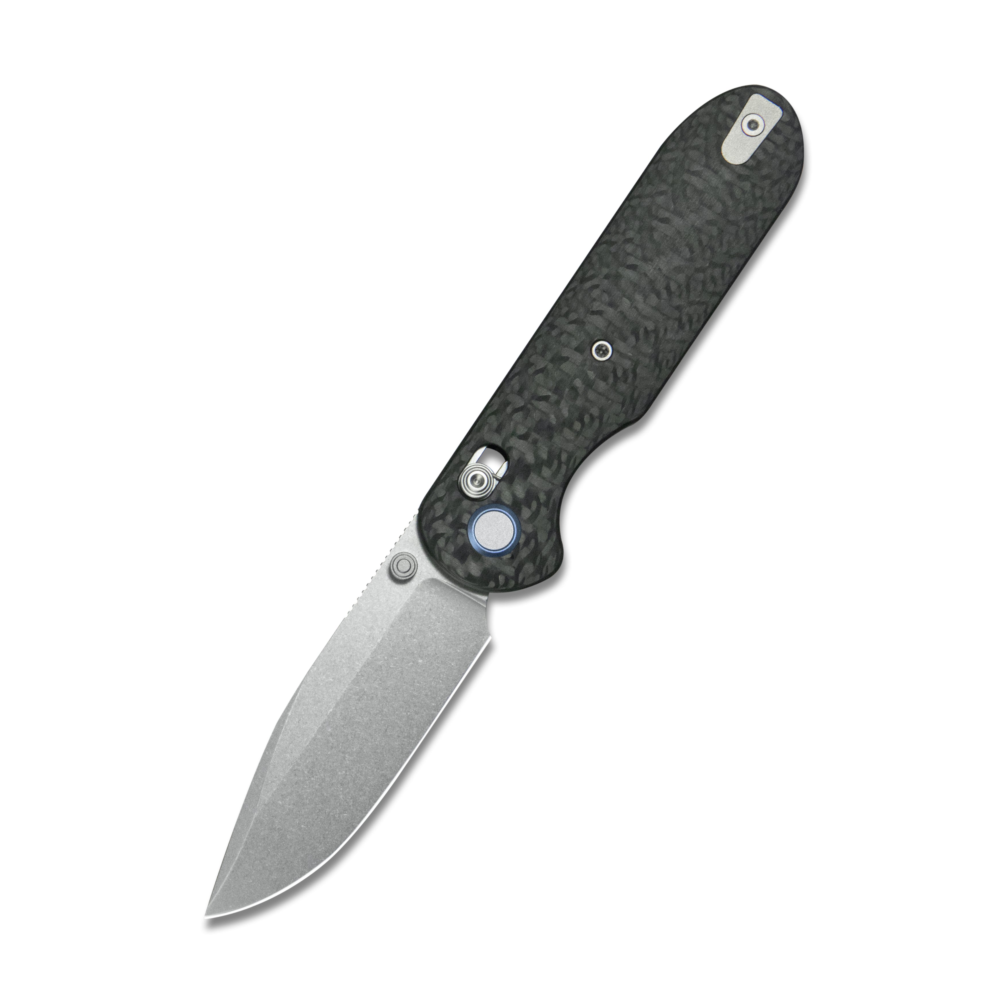 (Pre-order) : Geo knife Ethereal Cutter Axis lock Folding Knife Black Carbon fiber Handle 3.0" Stonewash Bohler M390 Blade GEO2402K