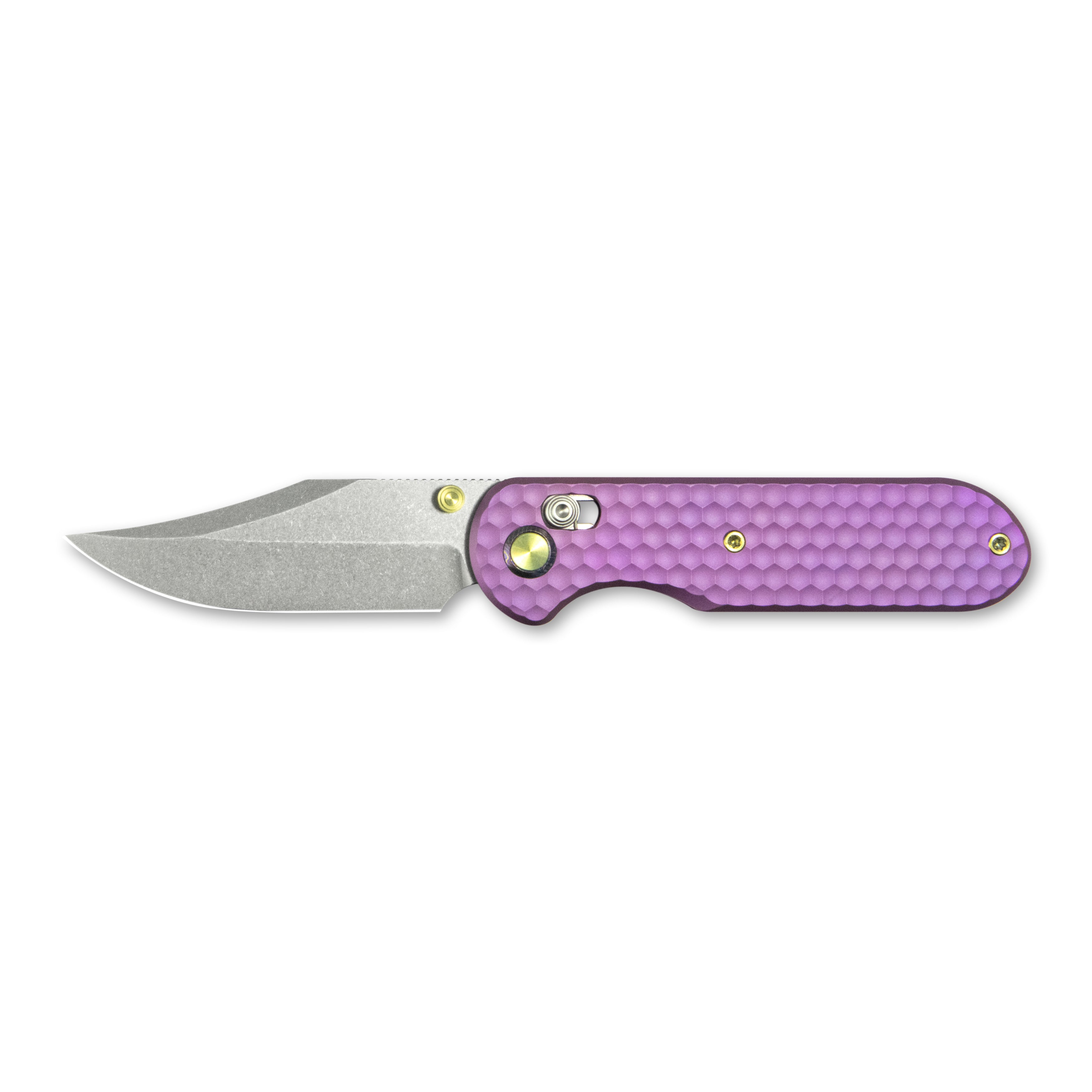(Pre-order) : Geo knife Ethereal Cutter Axis lock Folding Knife Purple 6AL4V Titanium Handle 3.0" Stonewash Bohler M390 Blade GEO2401I