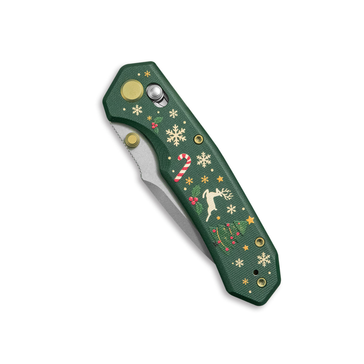 (Pre-order) Christmas Edition: GEO Knife Ravyn Crossbar lock Folding Knife Green G10 Handle 3" Stonewash Bohler M390 Blade GEO2602D